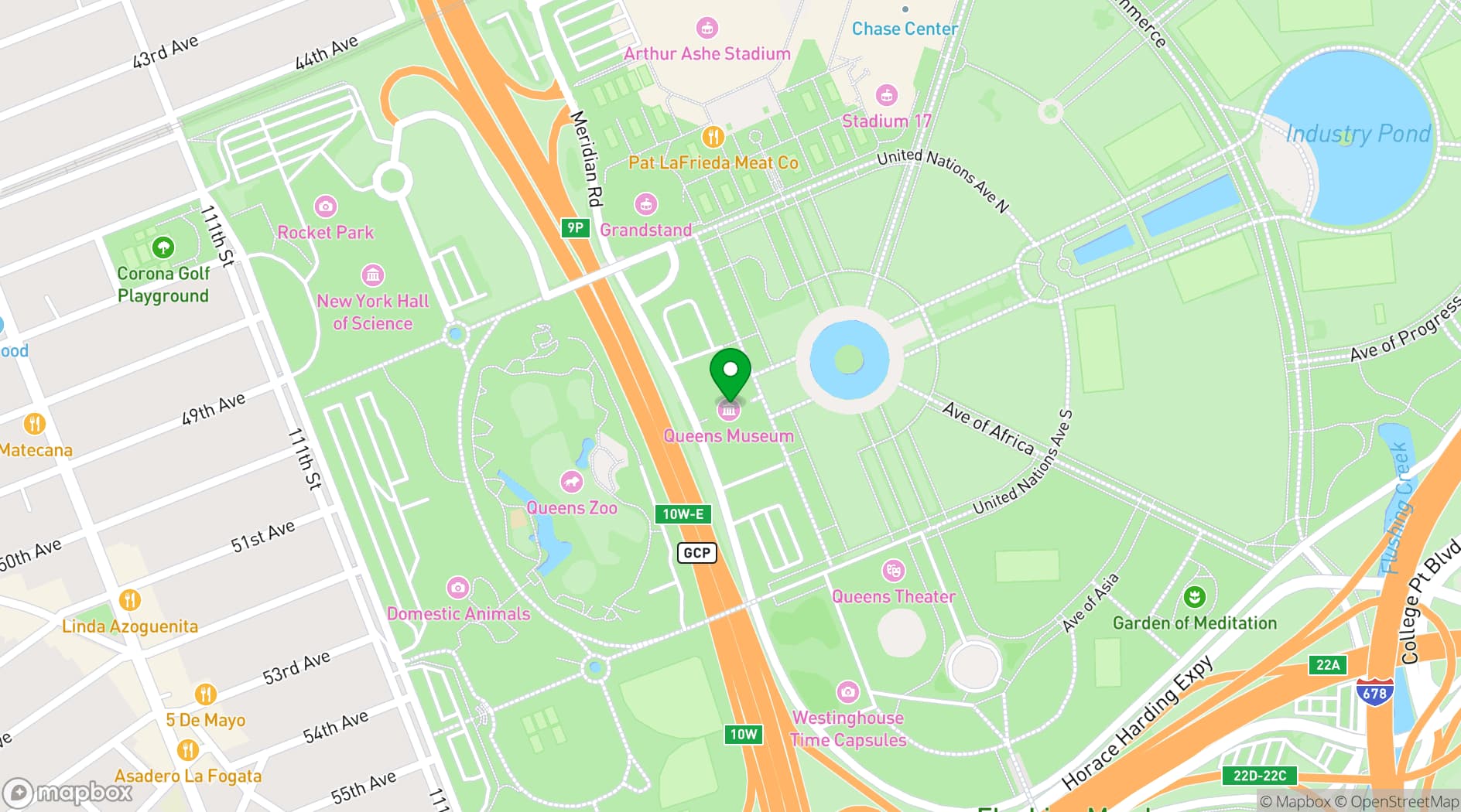 Map showing Queens Museum