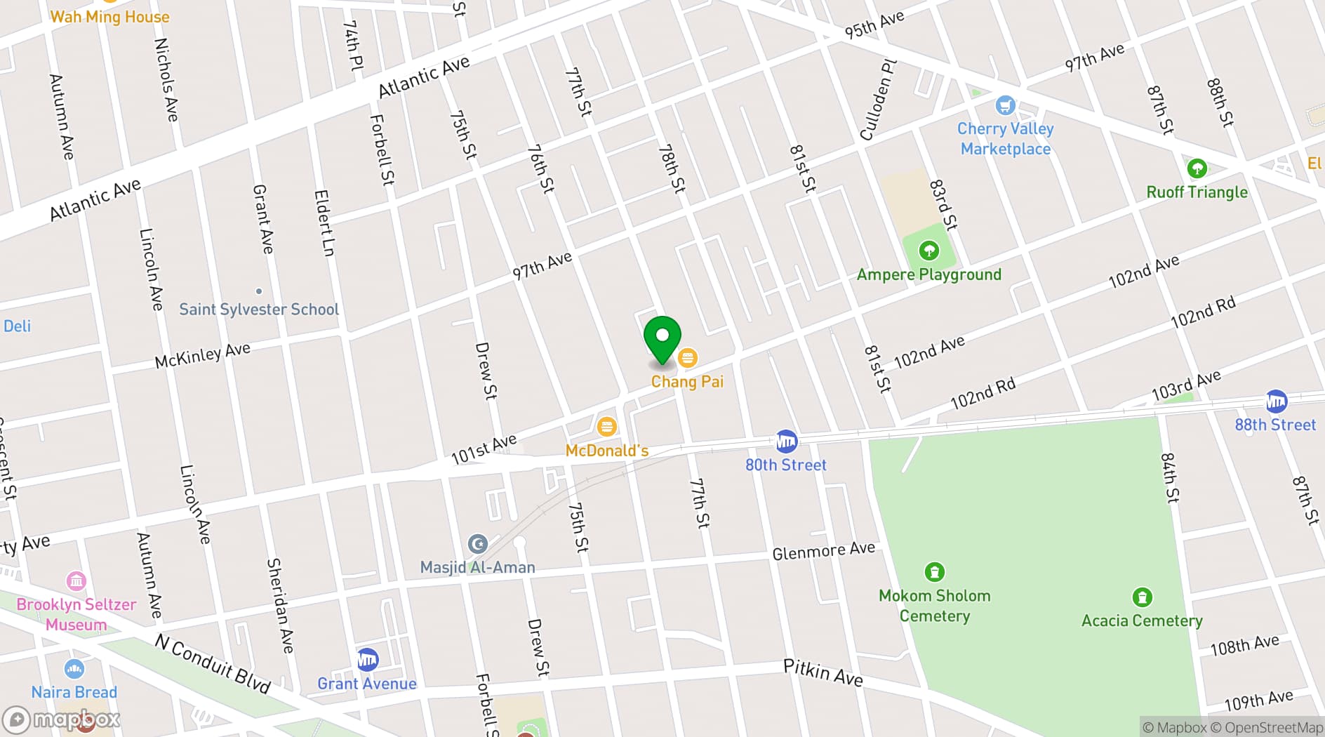 Map showing Queens Party Hall
