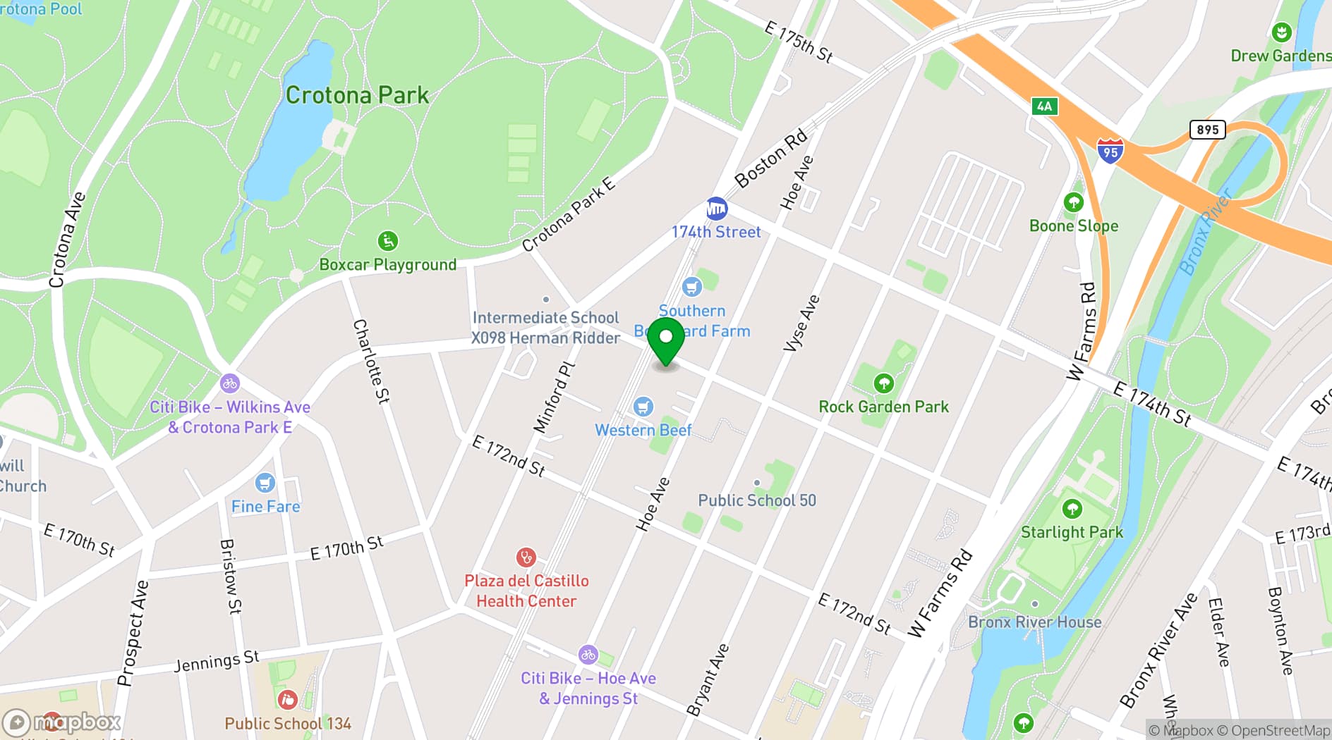 Map showing RV Catering Hall
