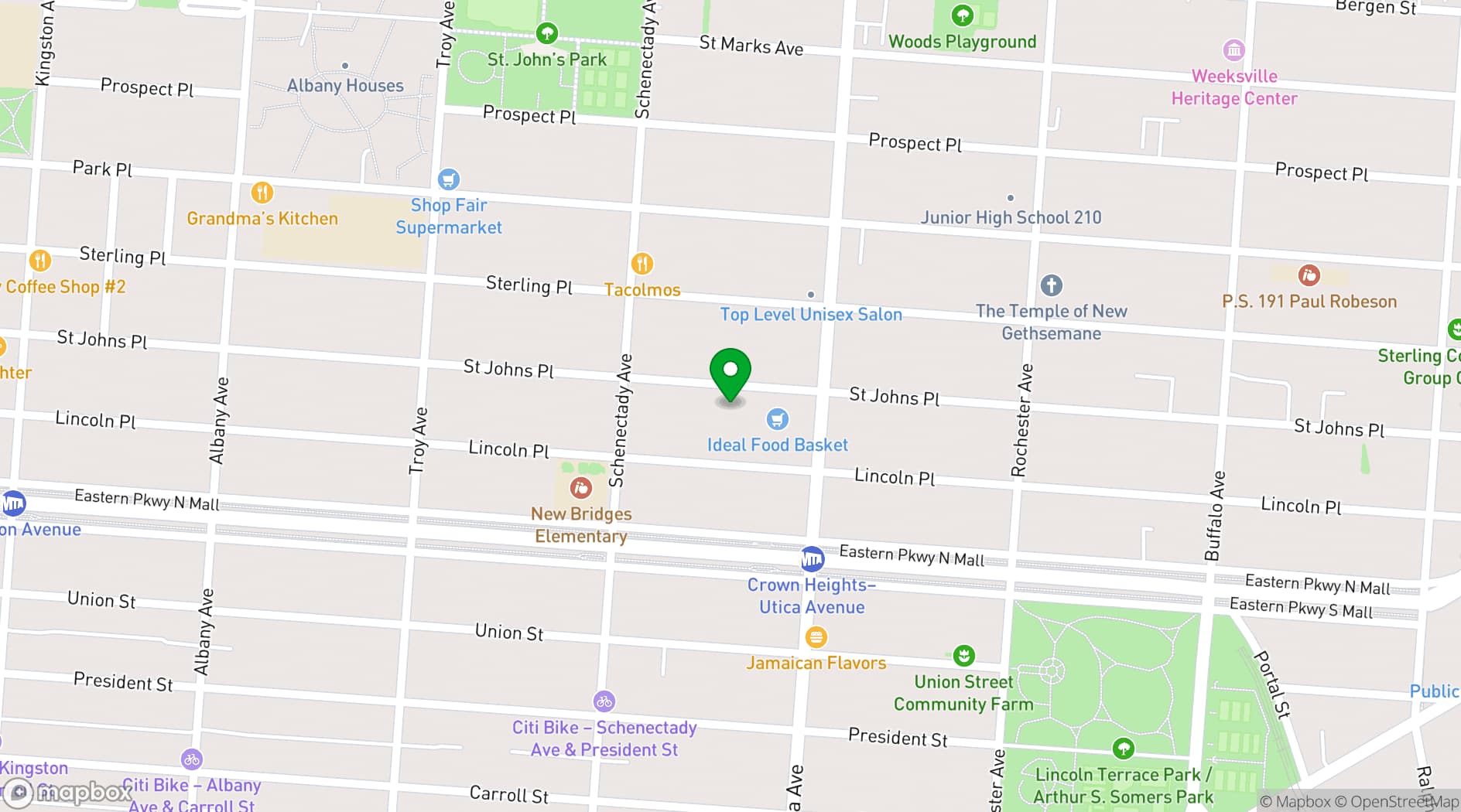 Map showing The Arches Crown Heights