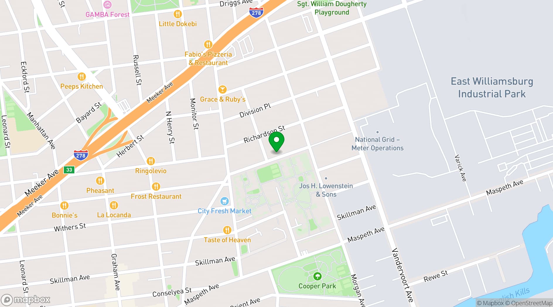 Map showing Brooklyn Steel