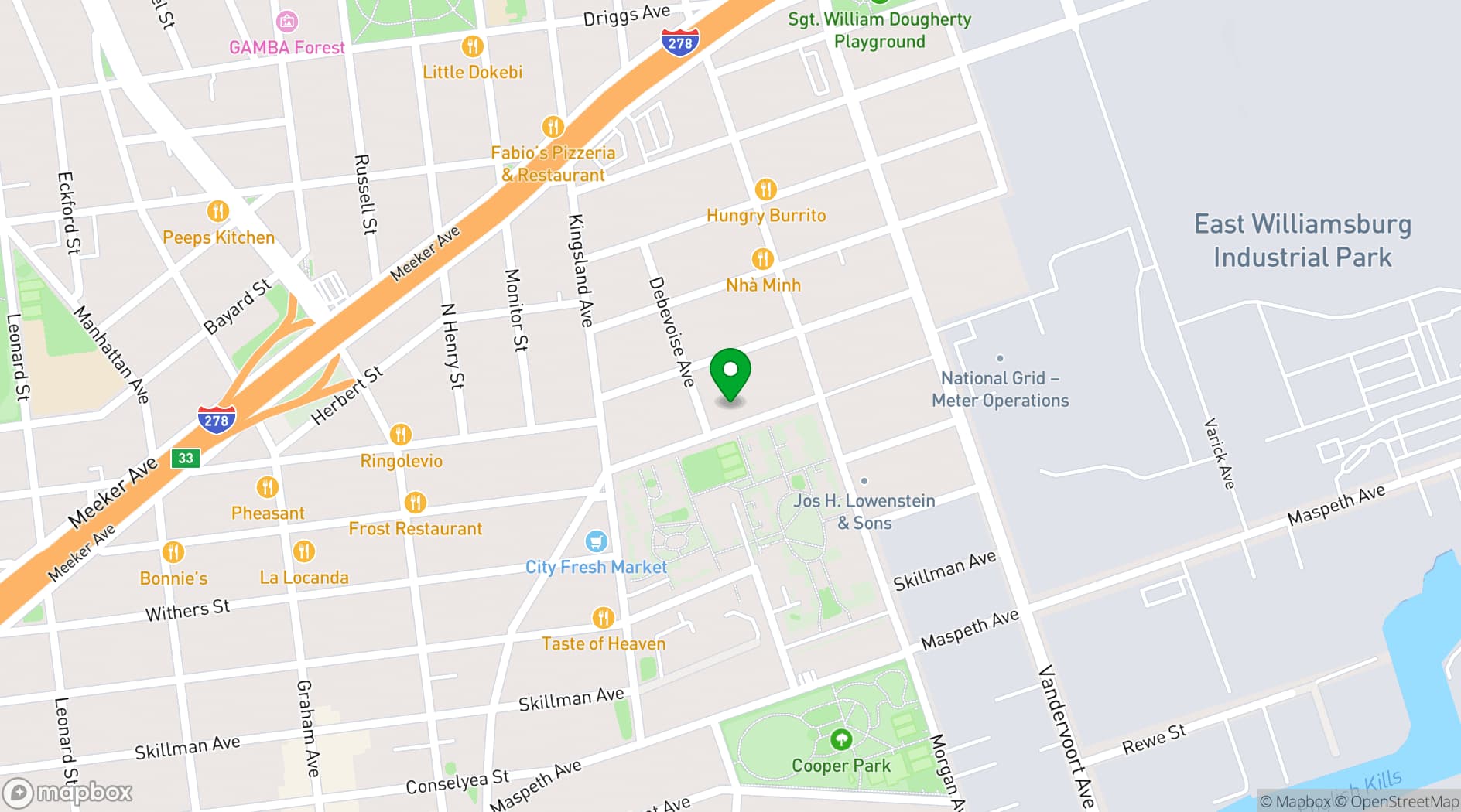 Map showing Brooklyn Steel