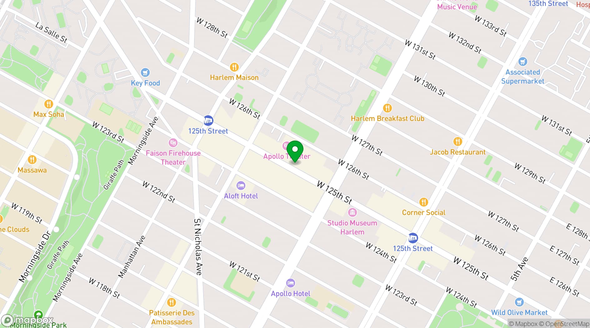 Map showing Renaissance New York Harlem Hotel