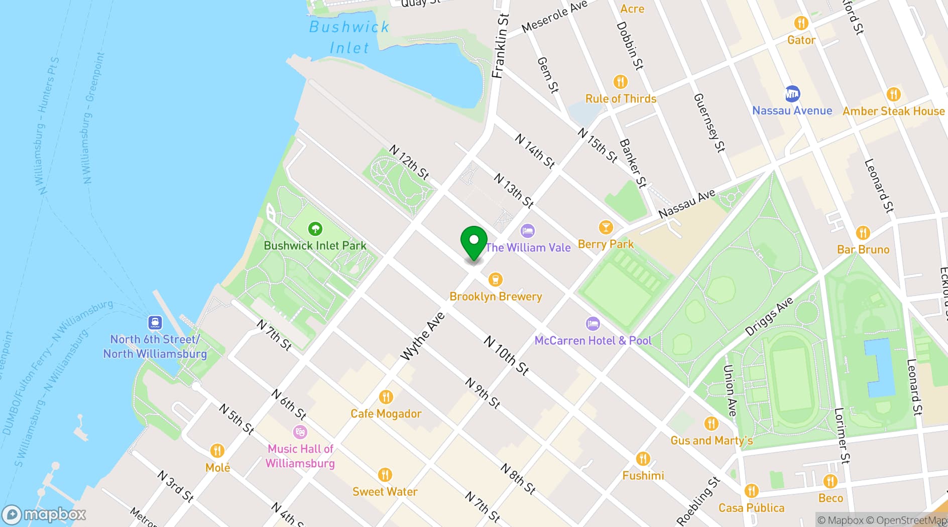 Map showing Wythe Hotel