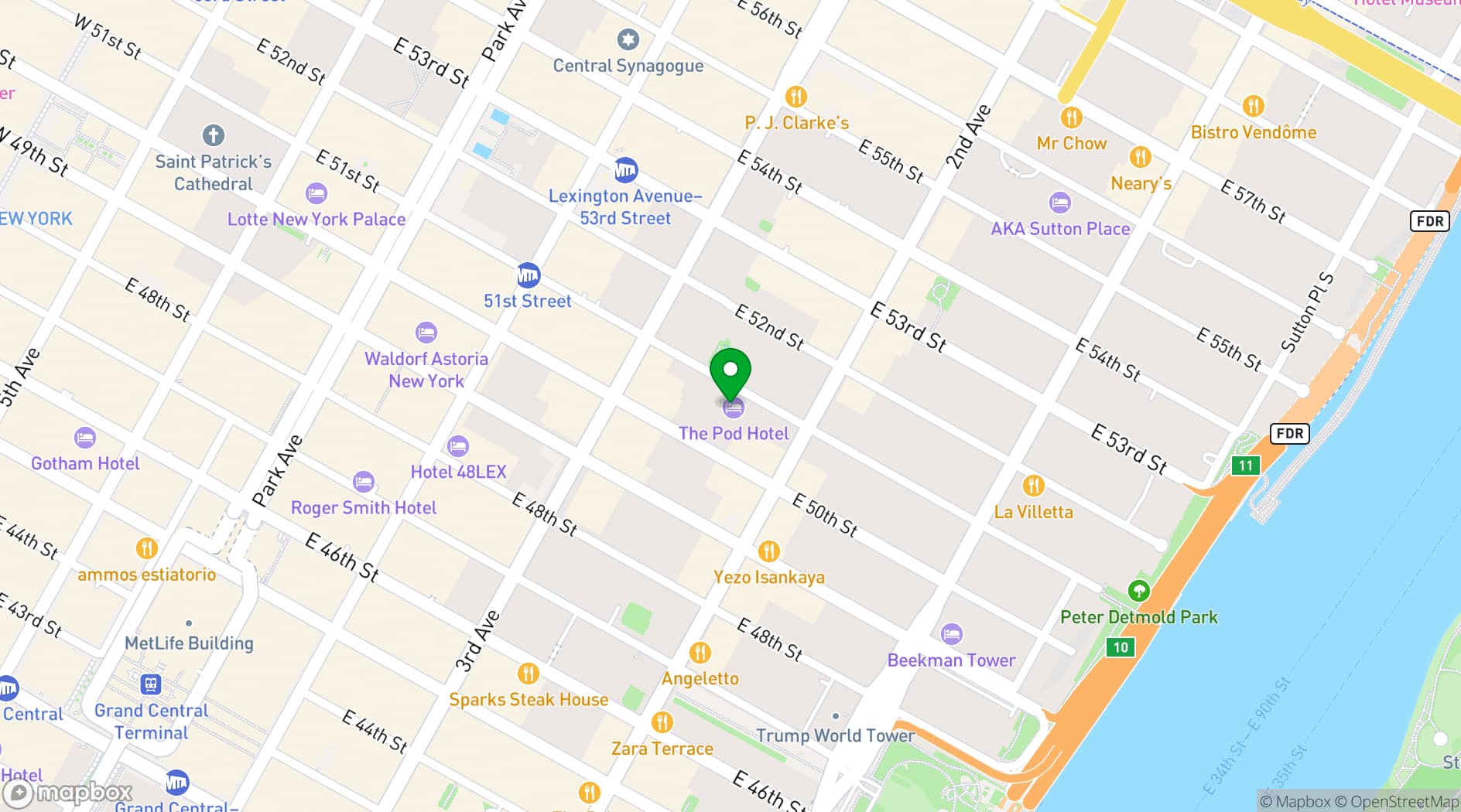 Map showing Clinton Hall