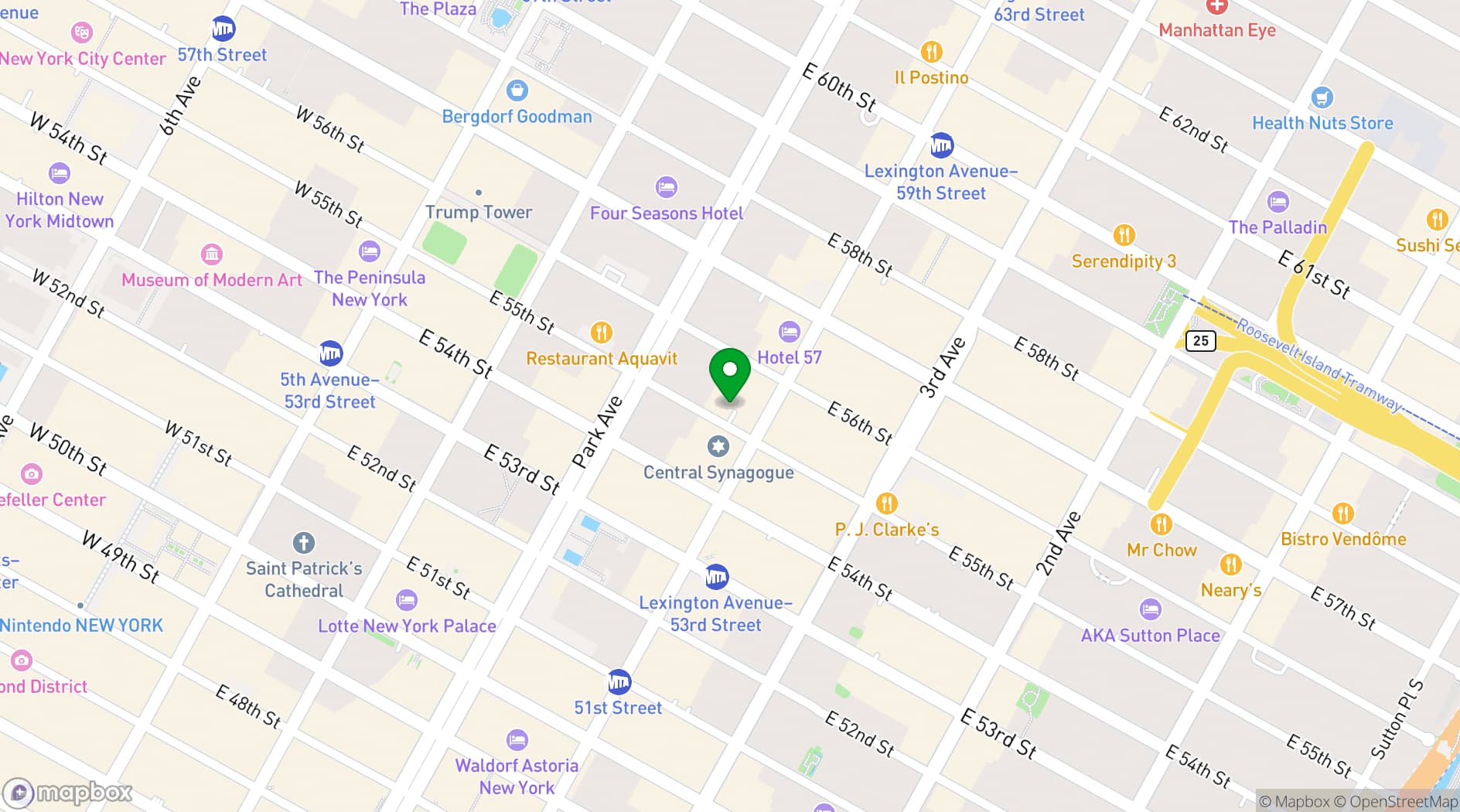 Map showing Concorde Hotel New York