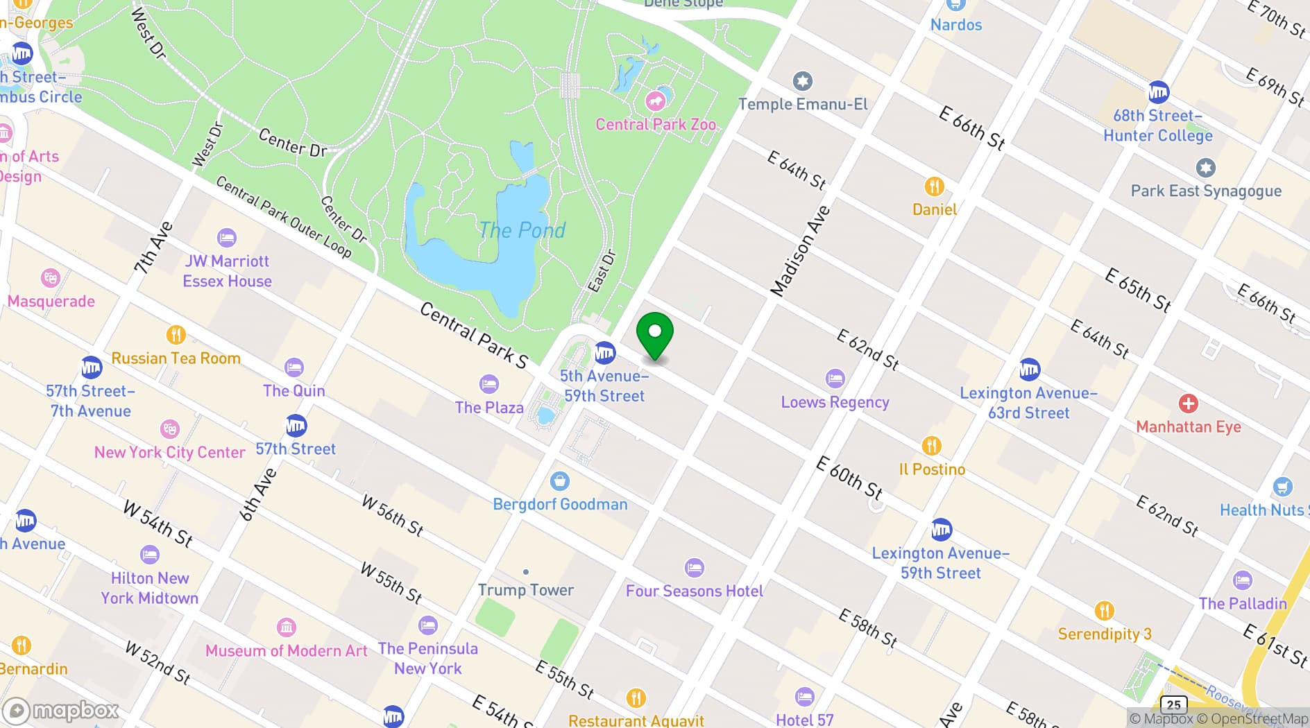 Map showing Metropolitan Club of New York