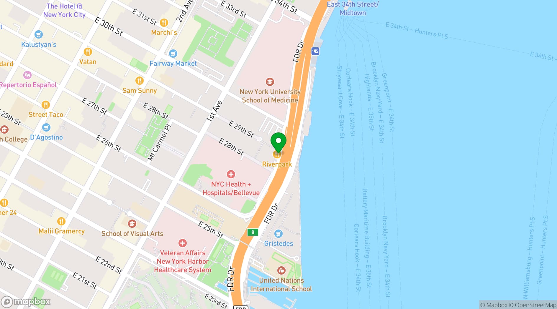 Map showing Riverpark