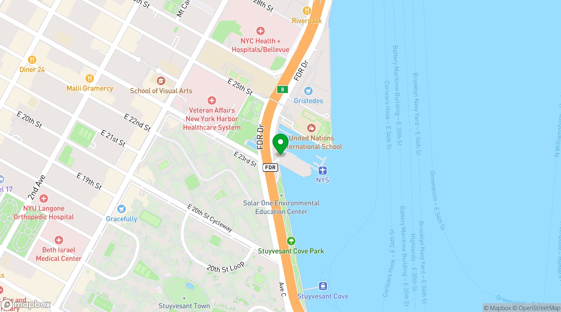 Map showing Empire Cruises