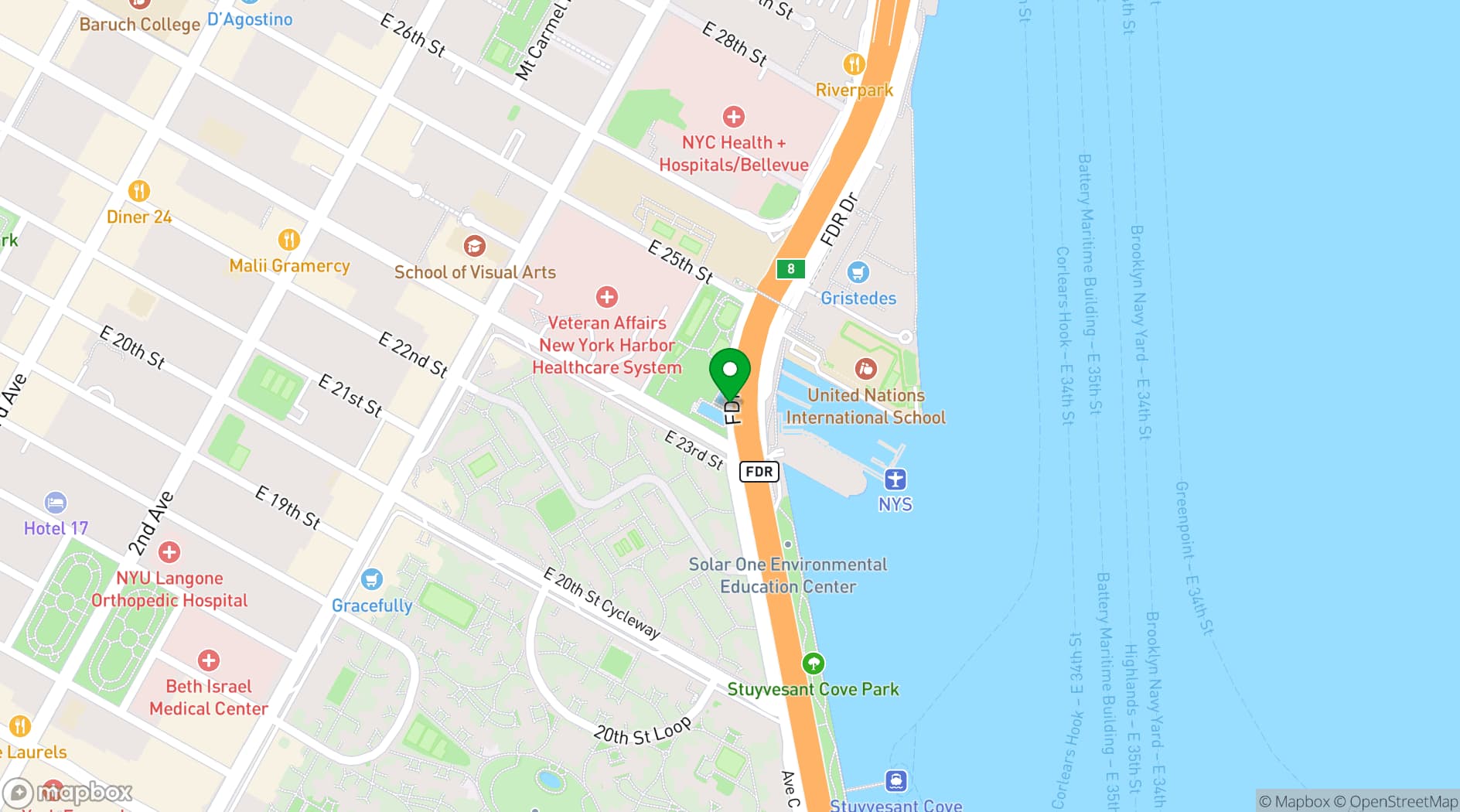 Map showing Gramercy Theatre