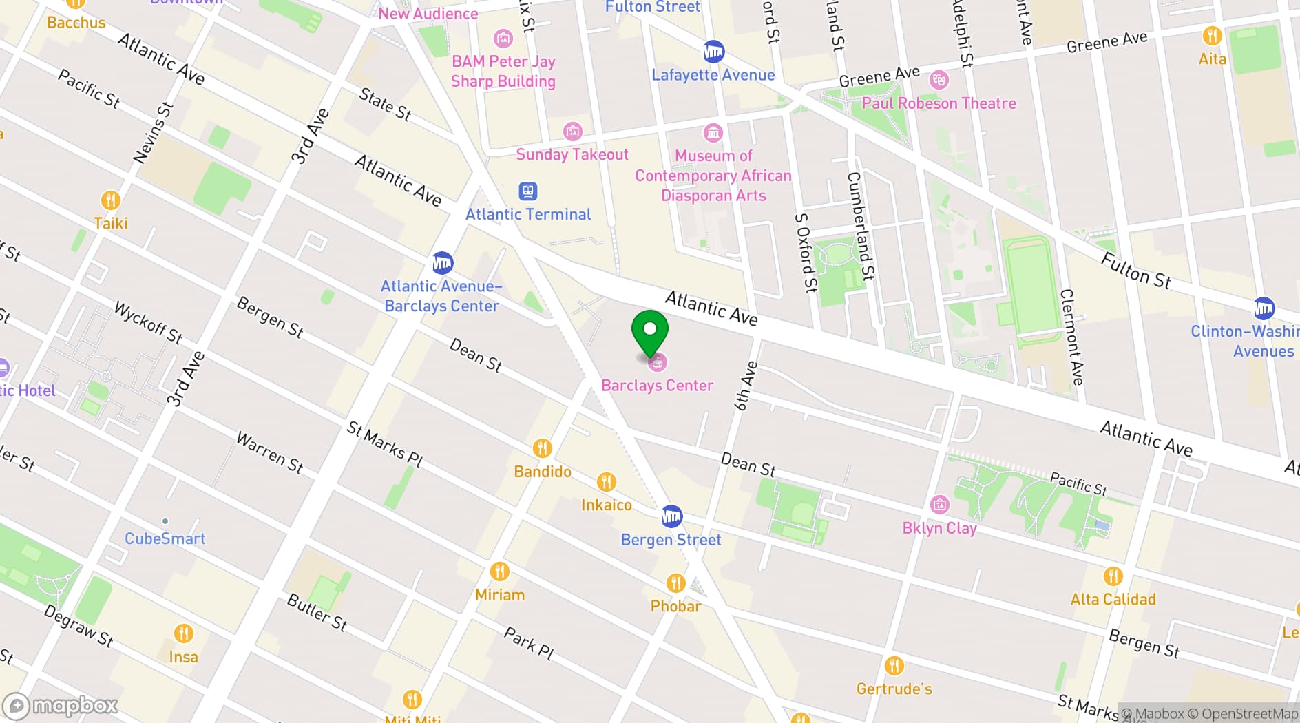 Map showing Barclays Center