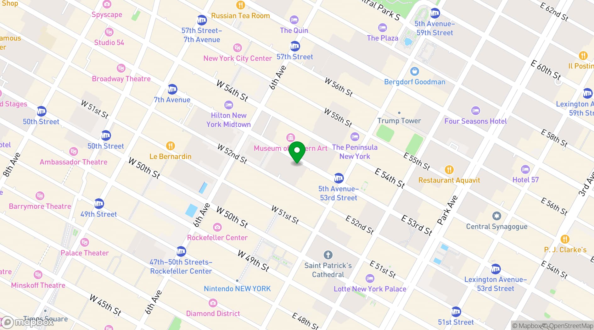Map showing Baccarat Hotel New York