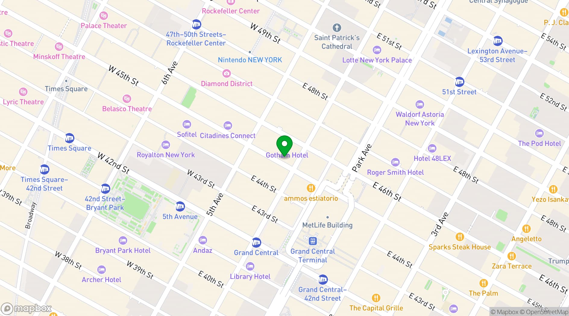 Map showing Convene 360 Madison