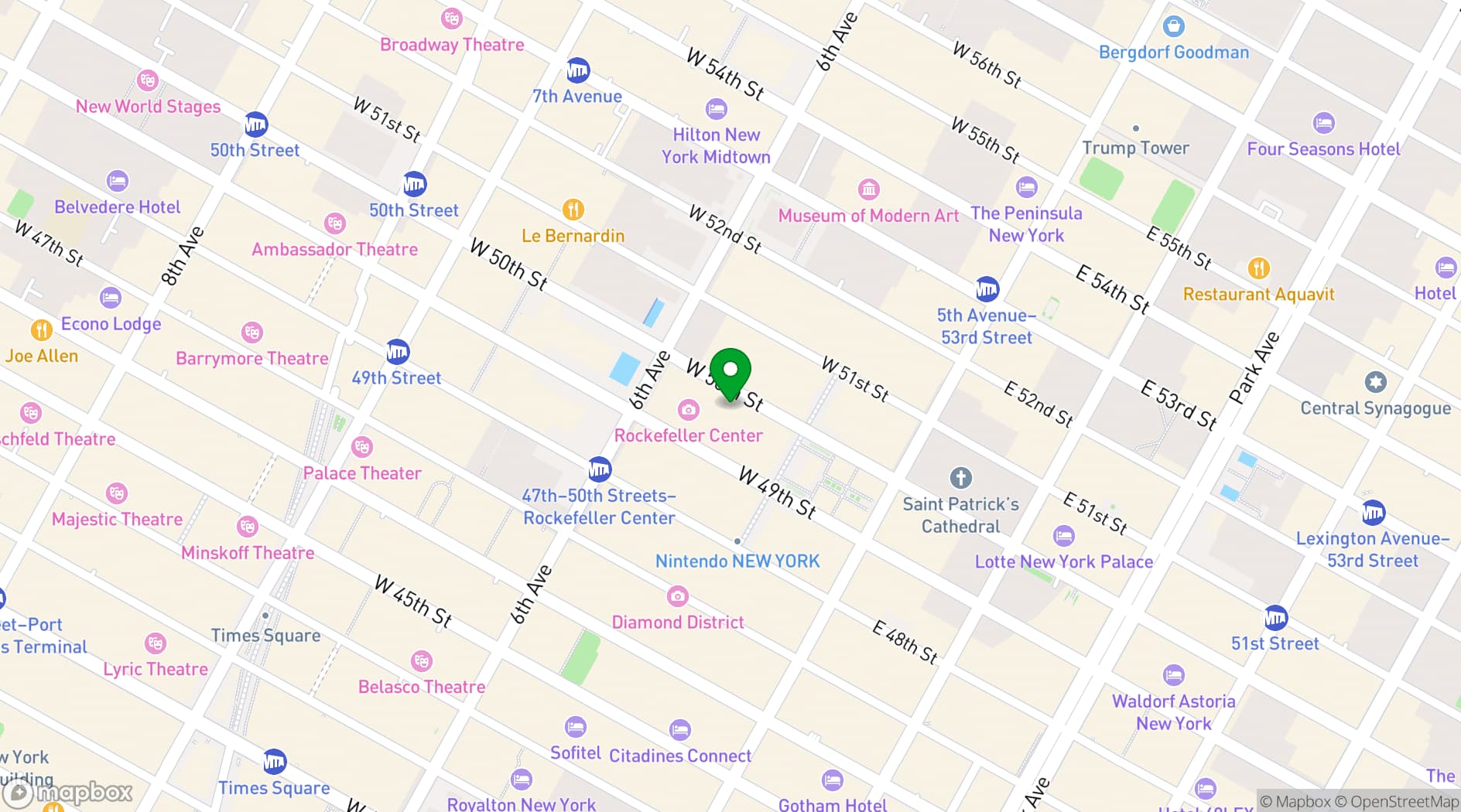 Map showing The Gallery at Rainbow Room