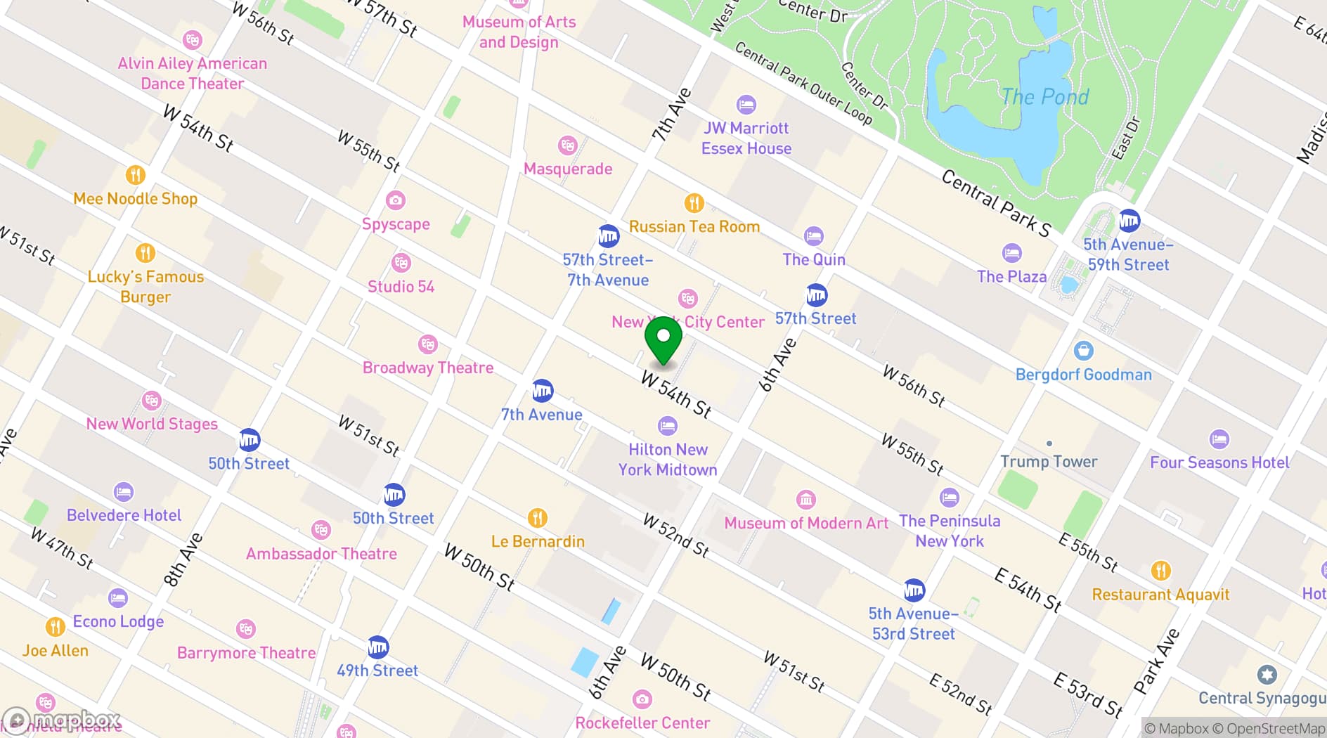 Map showing Ziegfeld Ballroom