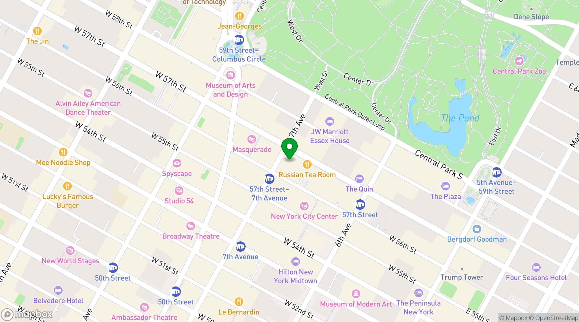 Map showing Carnegie Hall Event Spaces