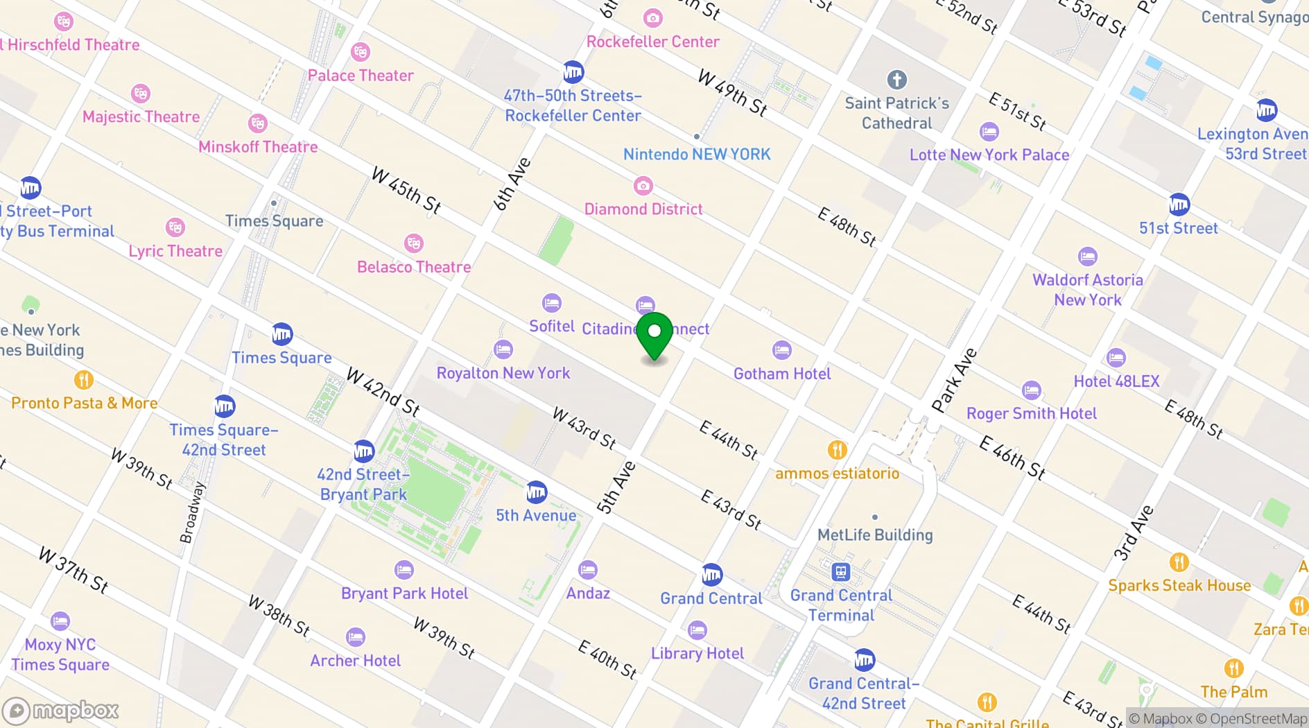 Map showing Convene 530 Fifth Avenue