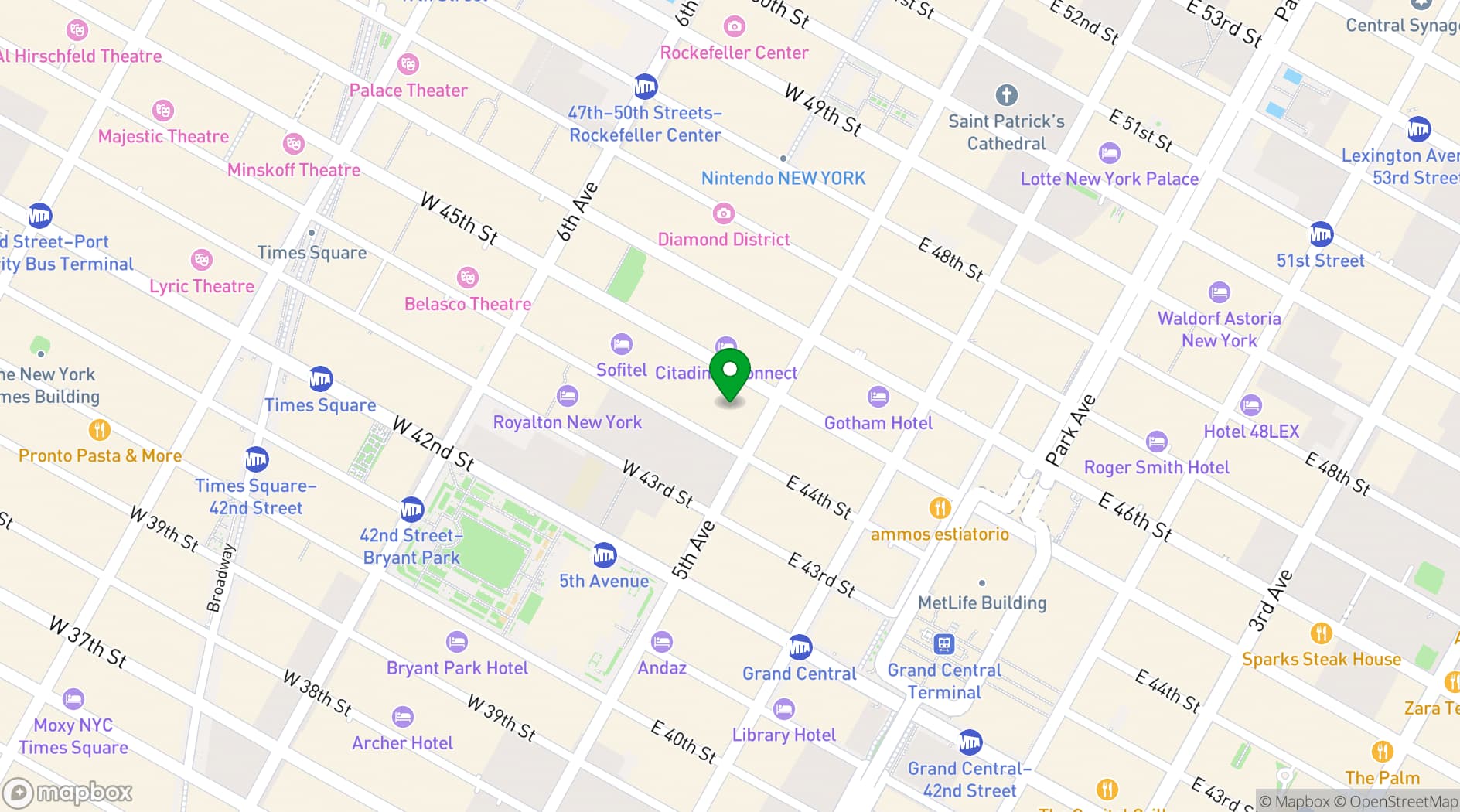 Map showing Archer Hotel