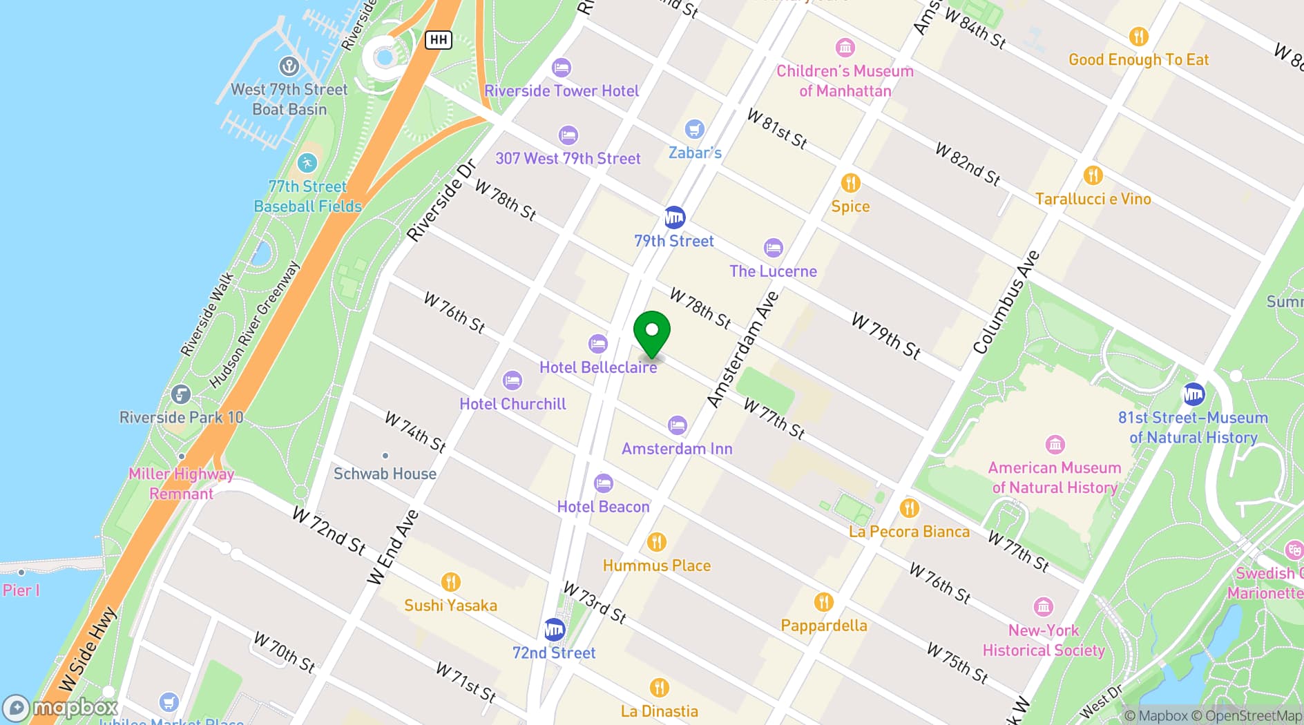 Map showing ArtHouse Hotel New York City