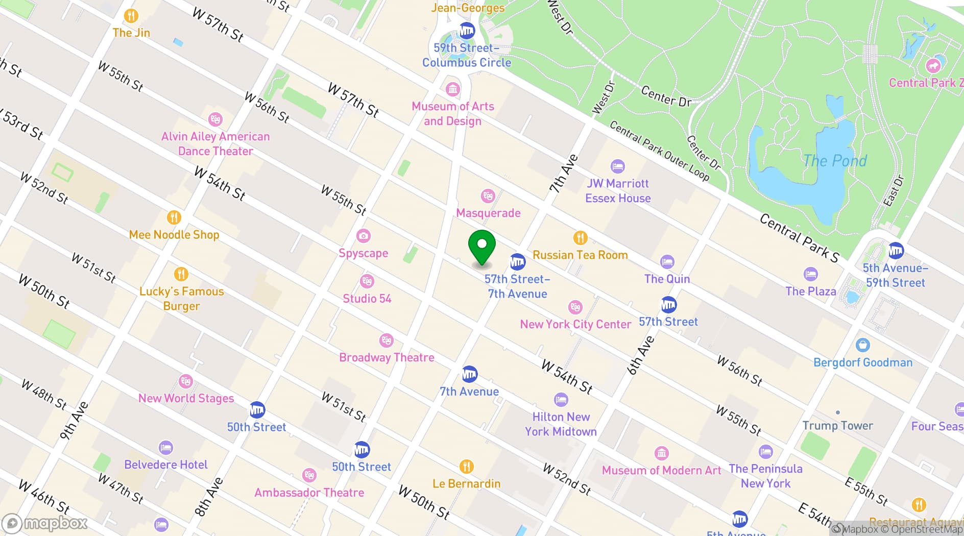 Map showing WestHouse Hotel New York
