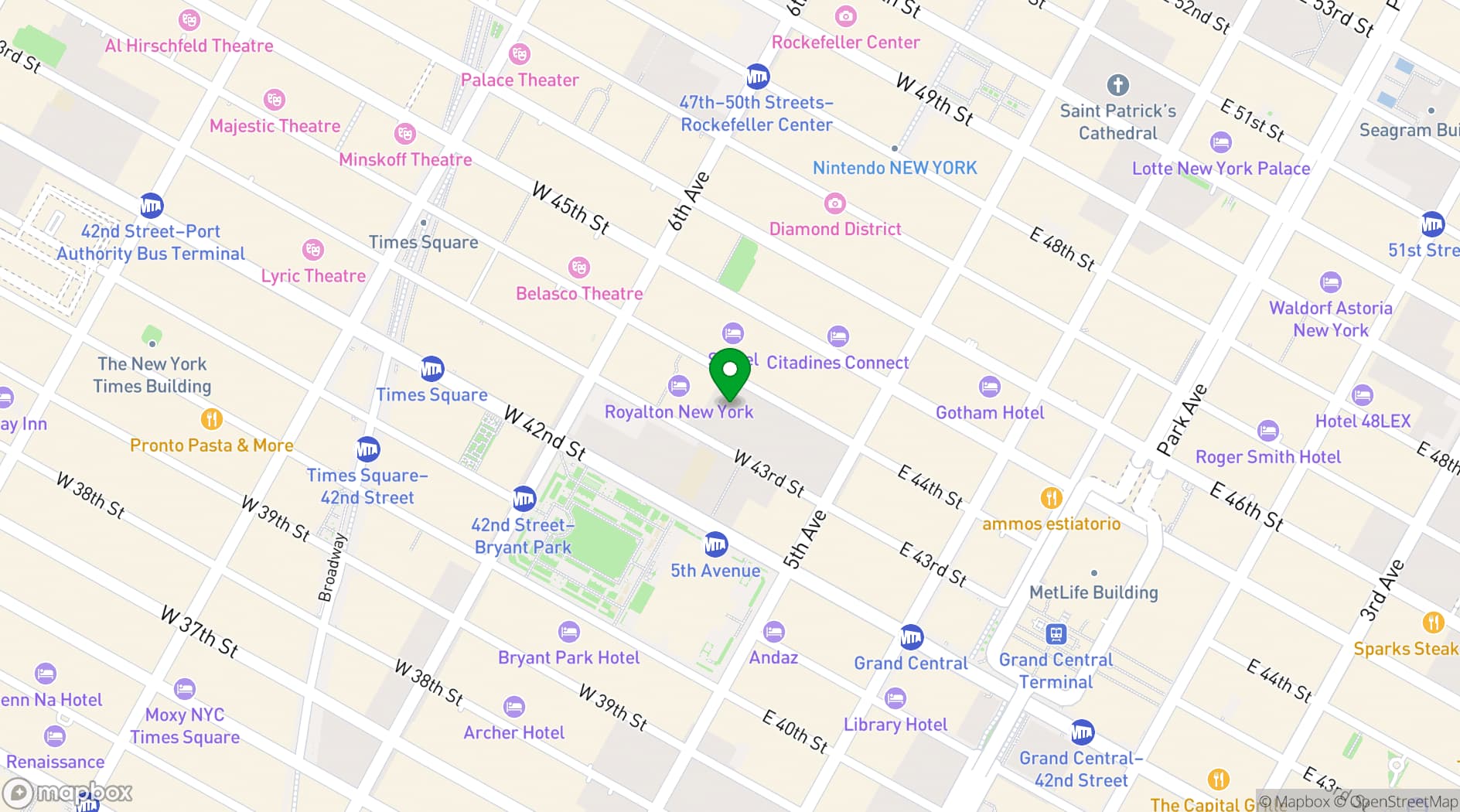 Map showing Penn Club of New York