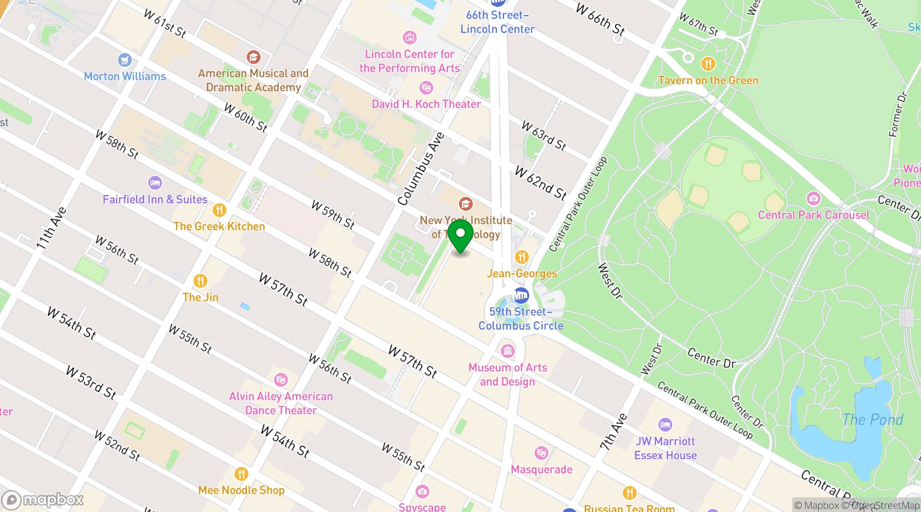 Map showing Mandarin Oriental, New York
