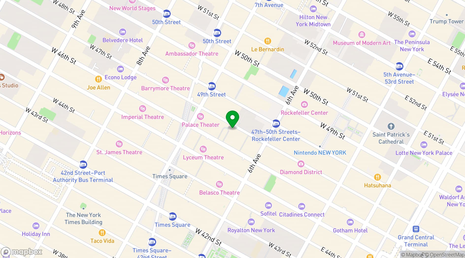Map showing Sanctuary Hotel New York