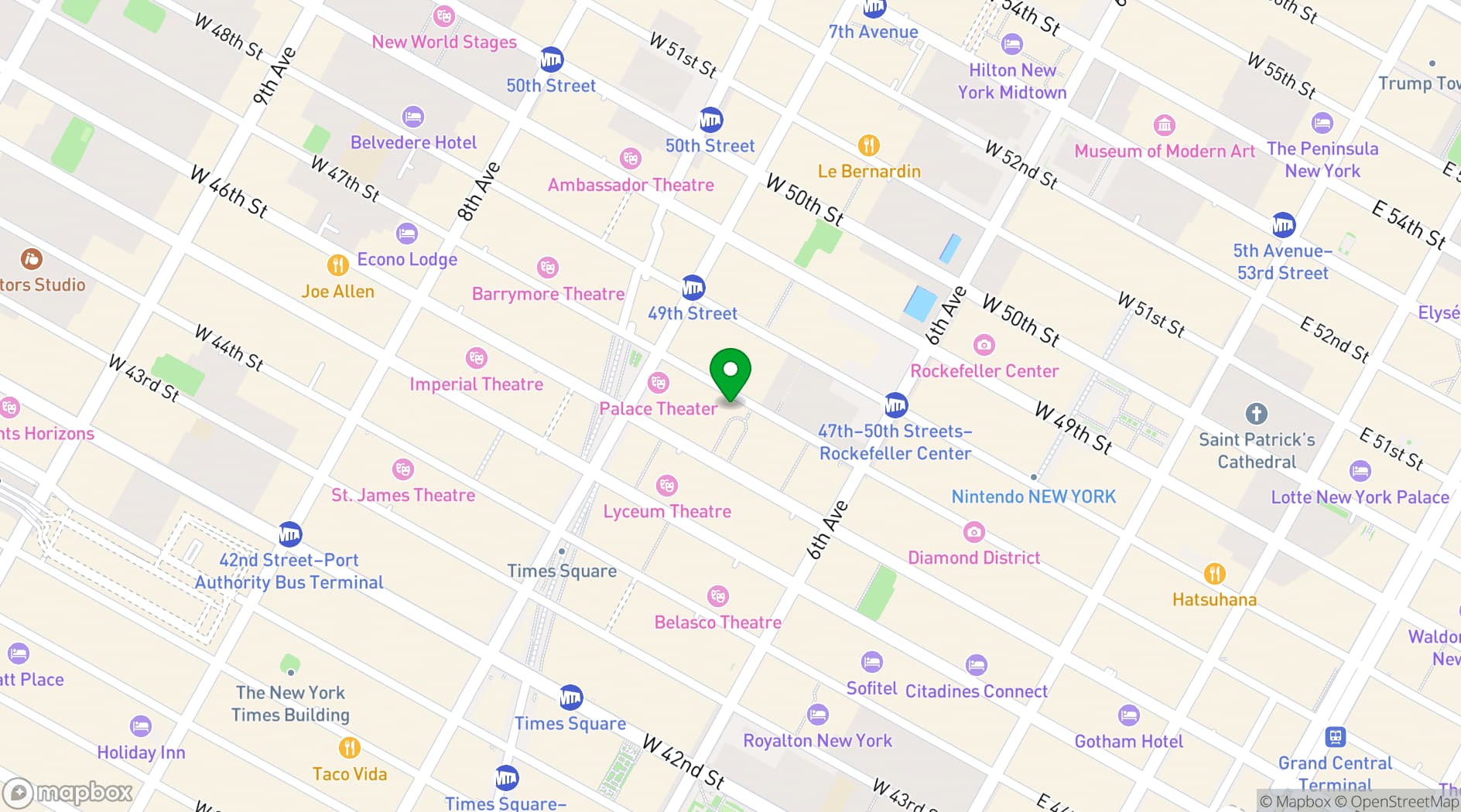 Map showing The Long Acre Tavern