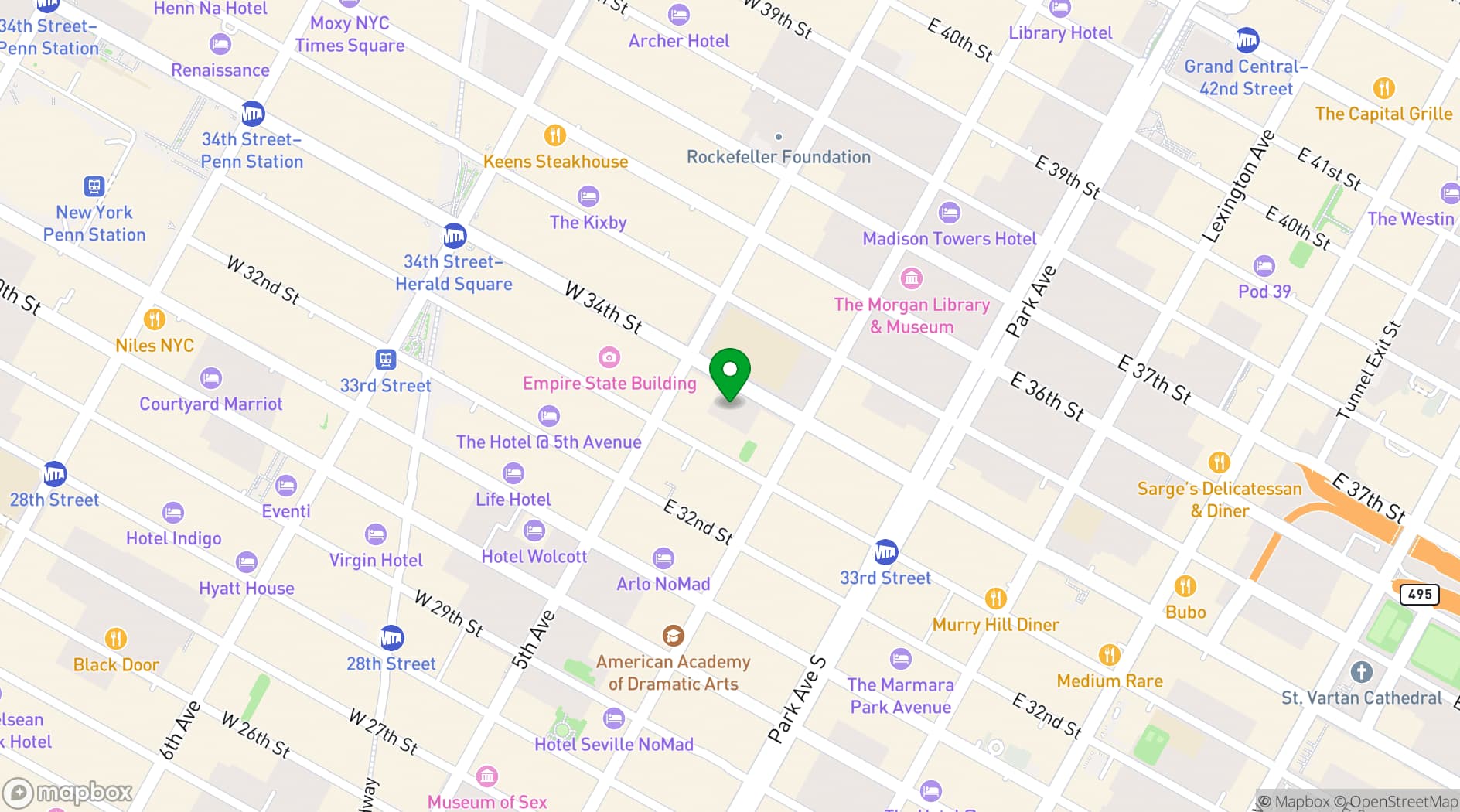 Map showing VR World NYC