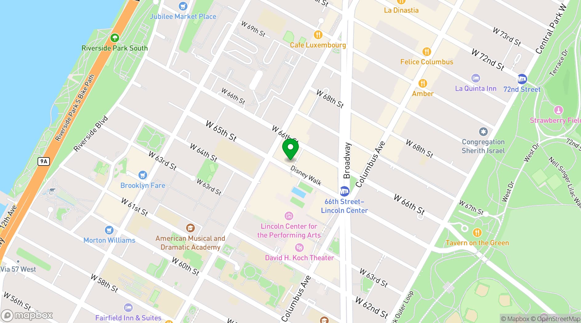 Map showing Stanley H. Kaplan Penthouse
