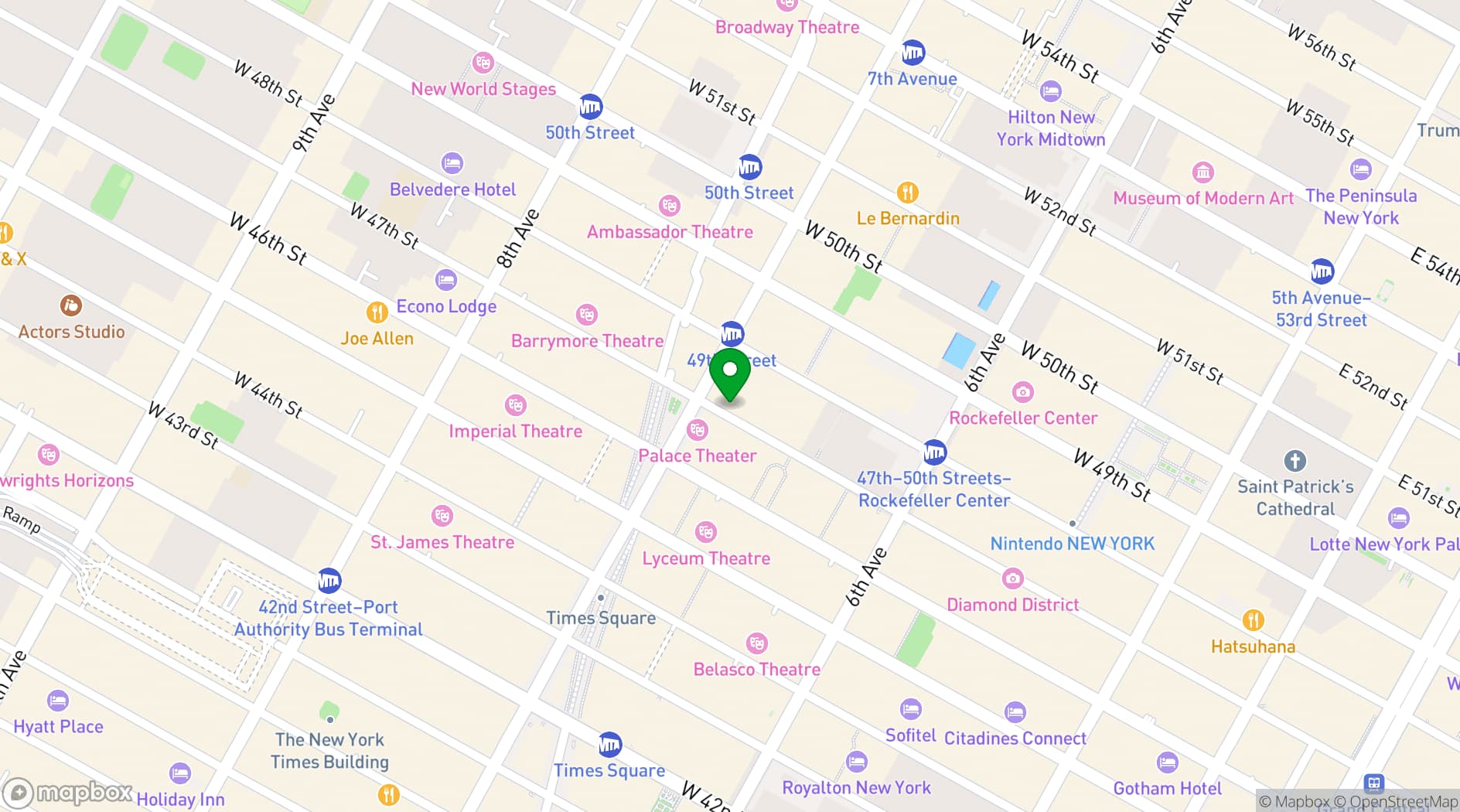 Map showing The Times Square EDITION