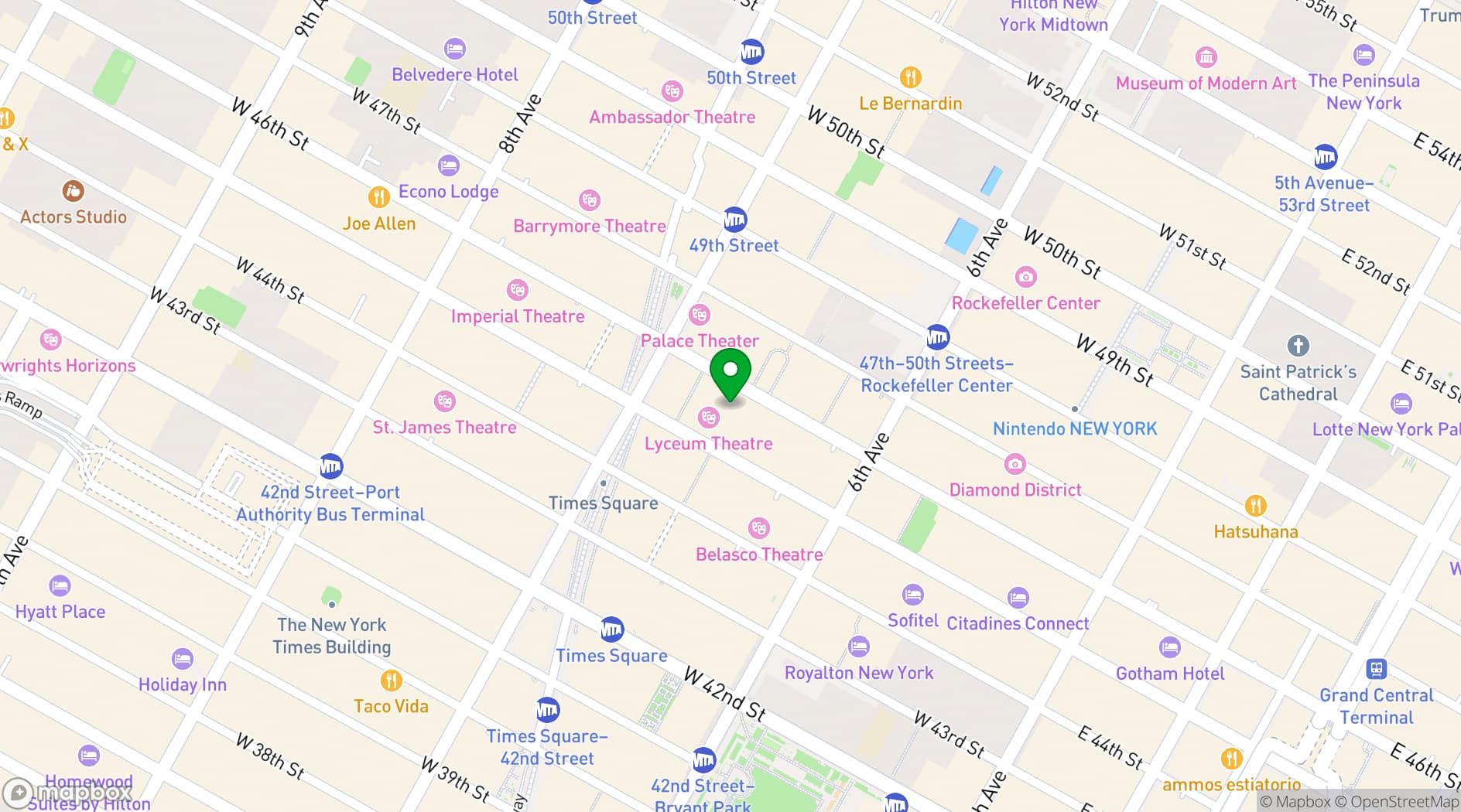 Map showing McCarthy's Pub NYC