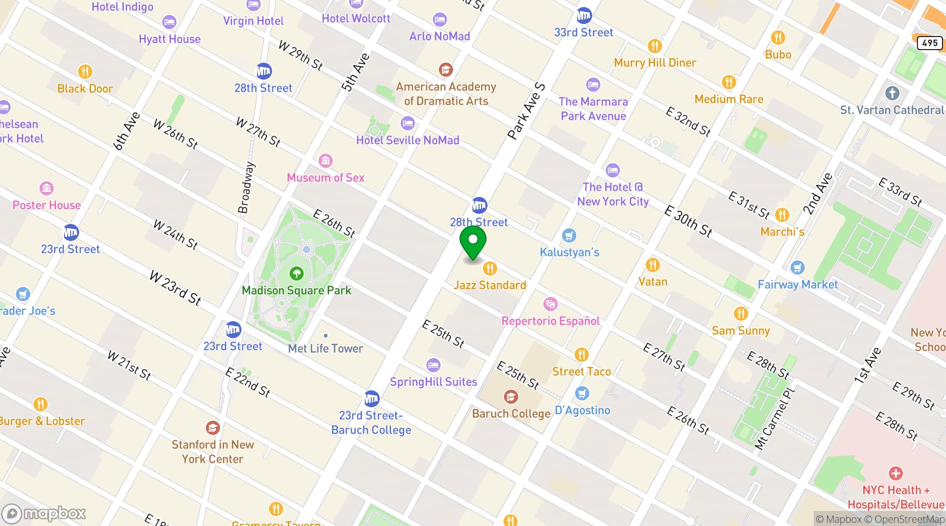 Map showing Sarabeth's Park Avenue South