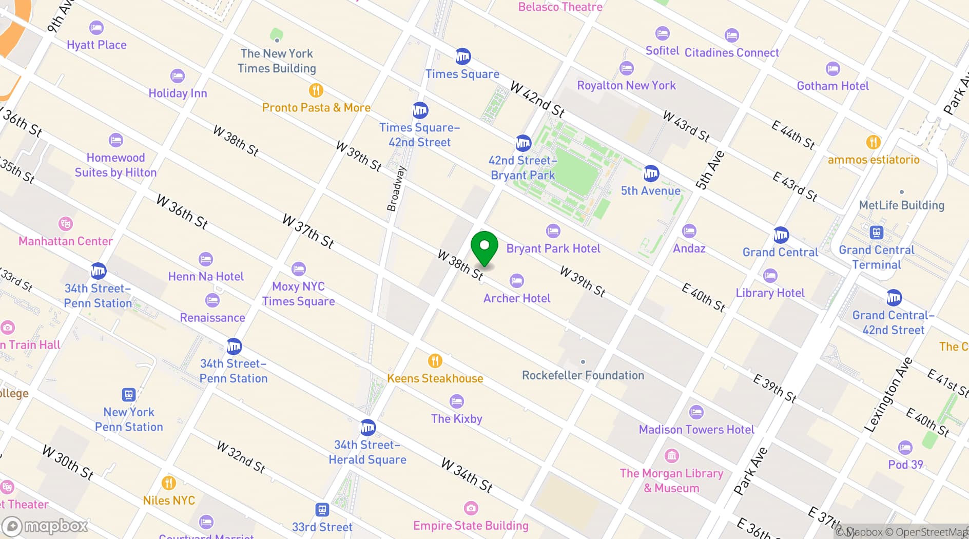 Map showing Refinery Hotel