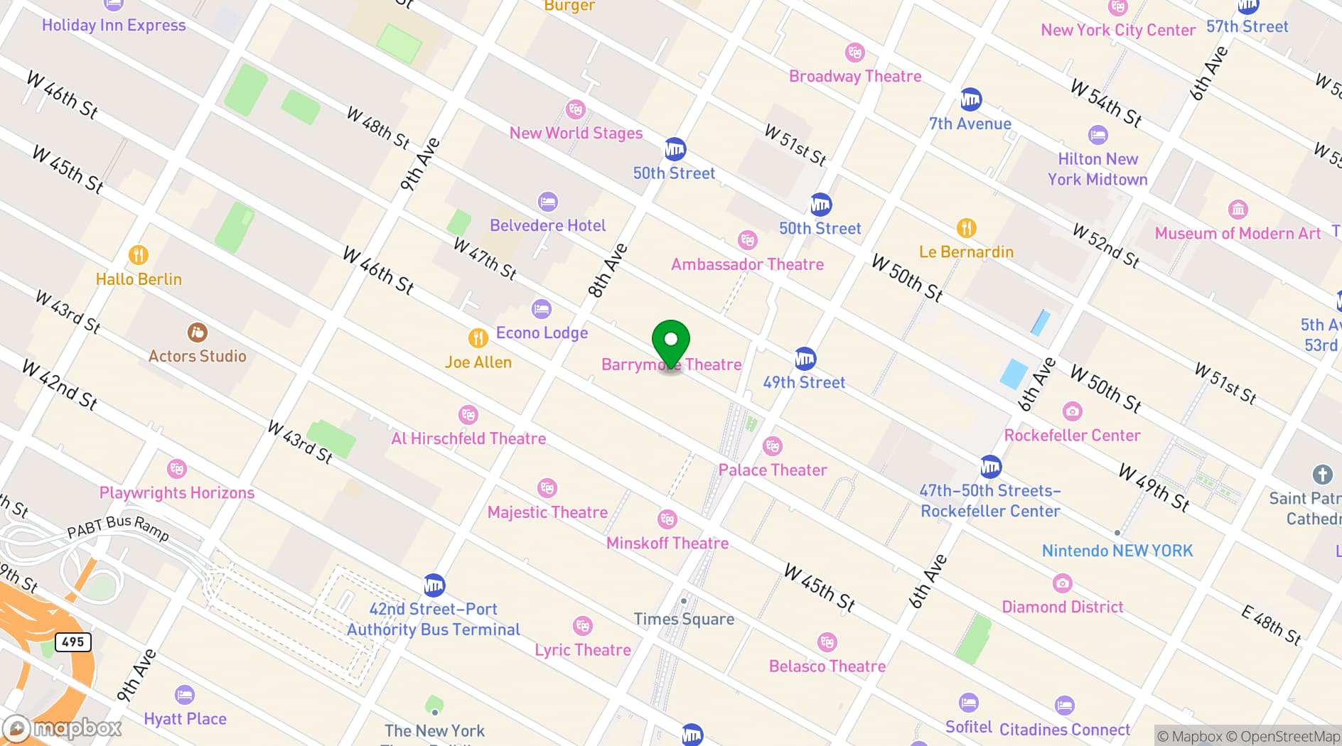 Map showing Hotel Edison