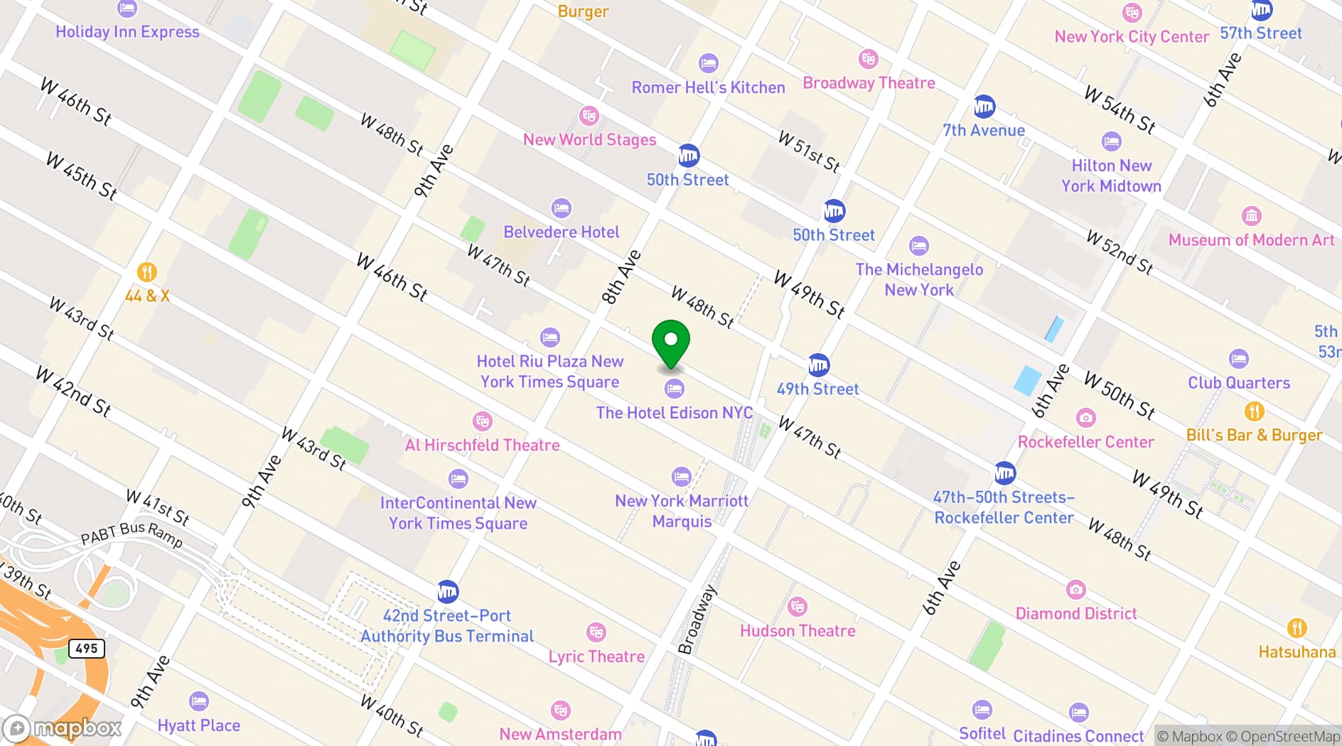 Map showing Edison Ballroom