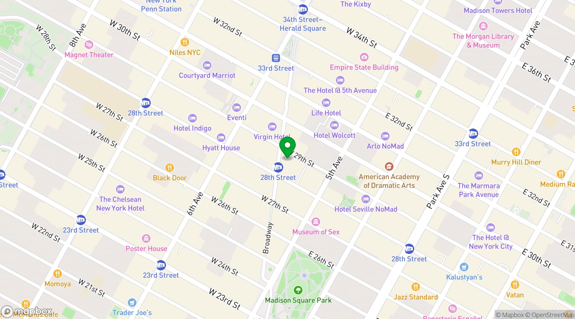 Map showing Ace Hotel New York