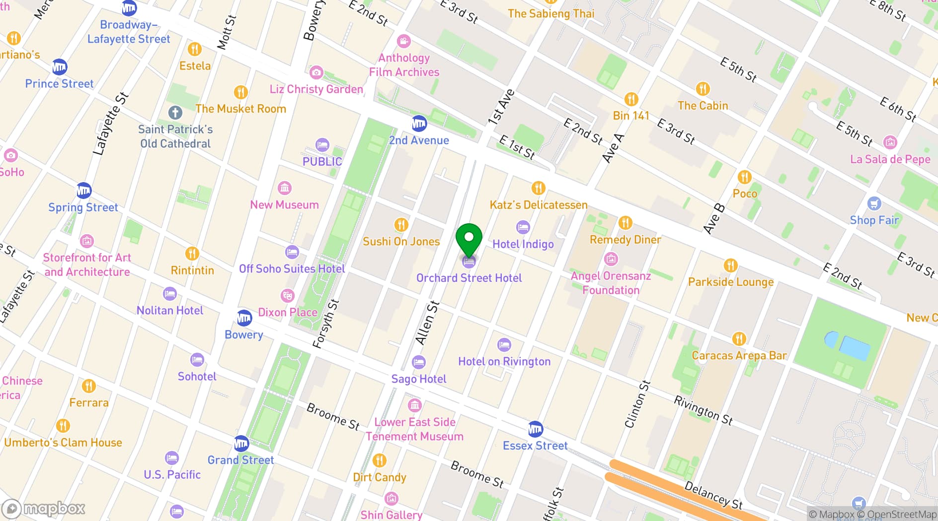 Map showing Orchard Street Hotel