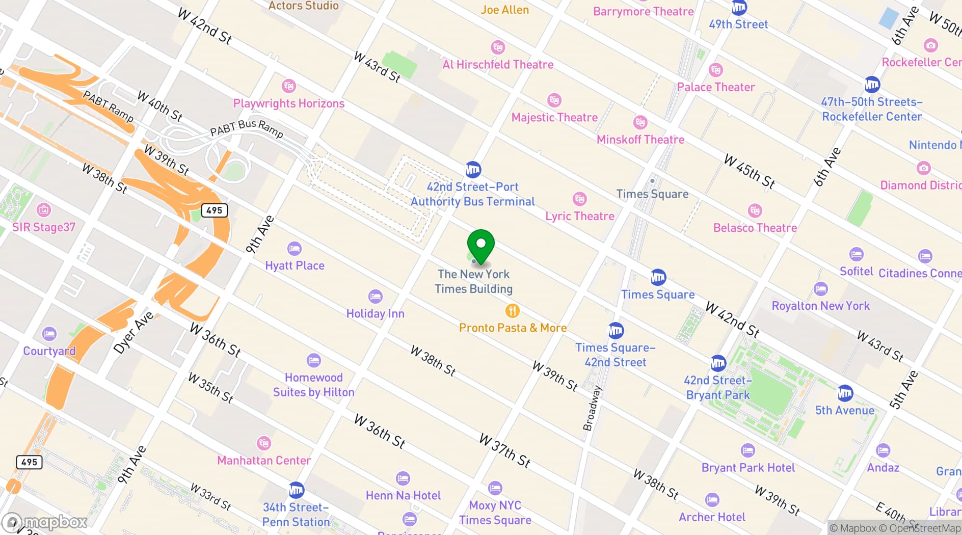 Map showing The Times Center