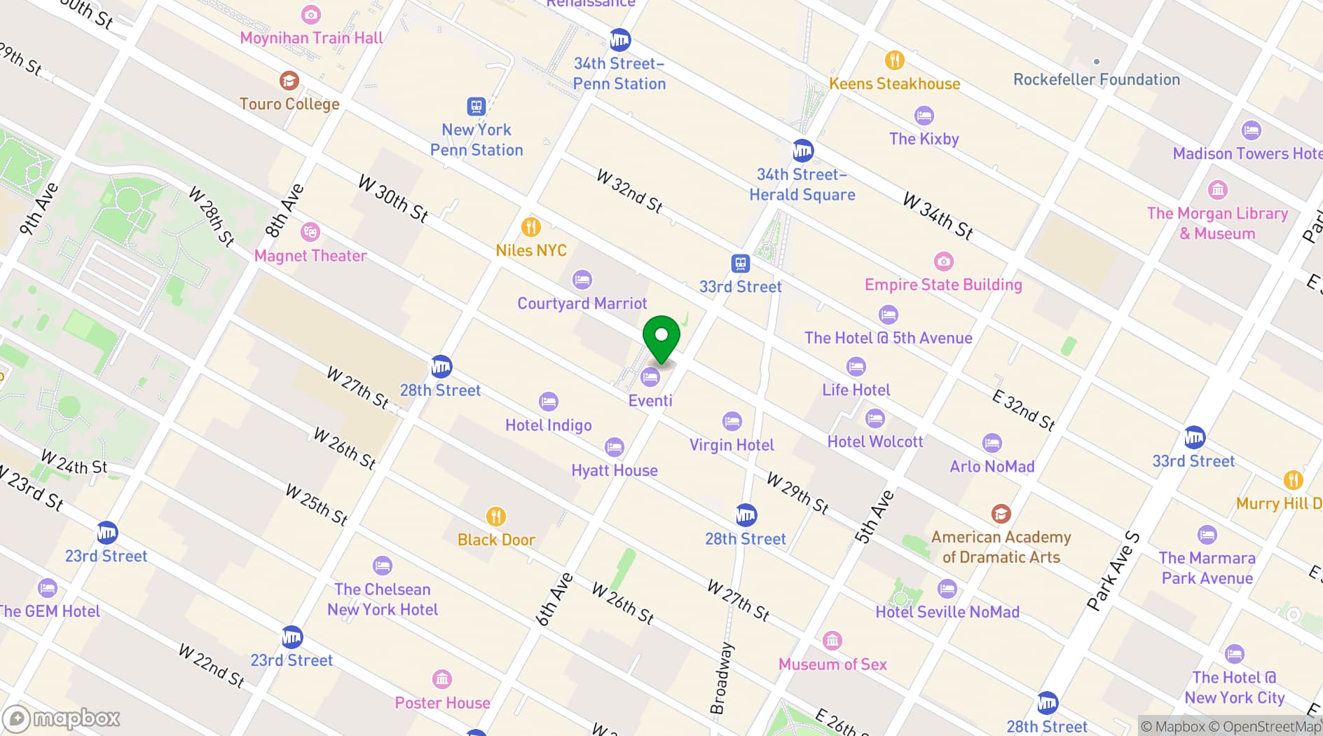 Map showing Kimpton Hotel Eventi