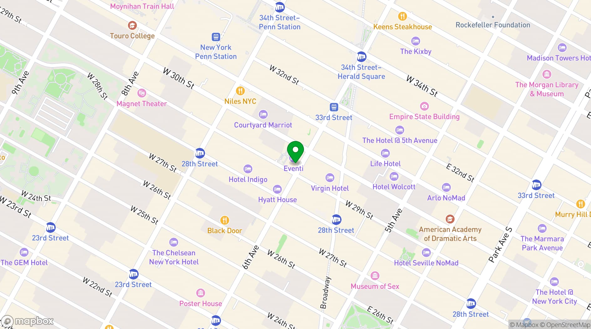 Map showing Second Floor NYC