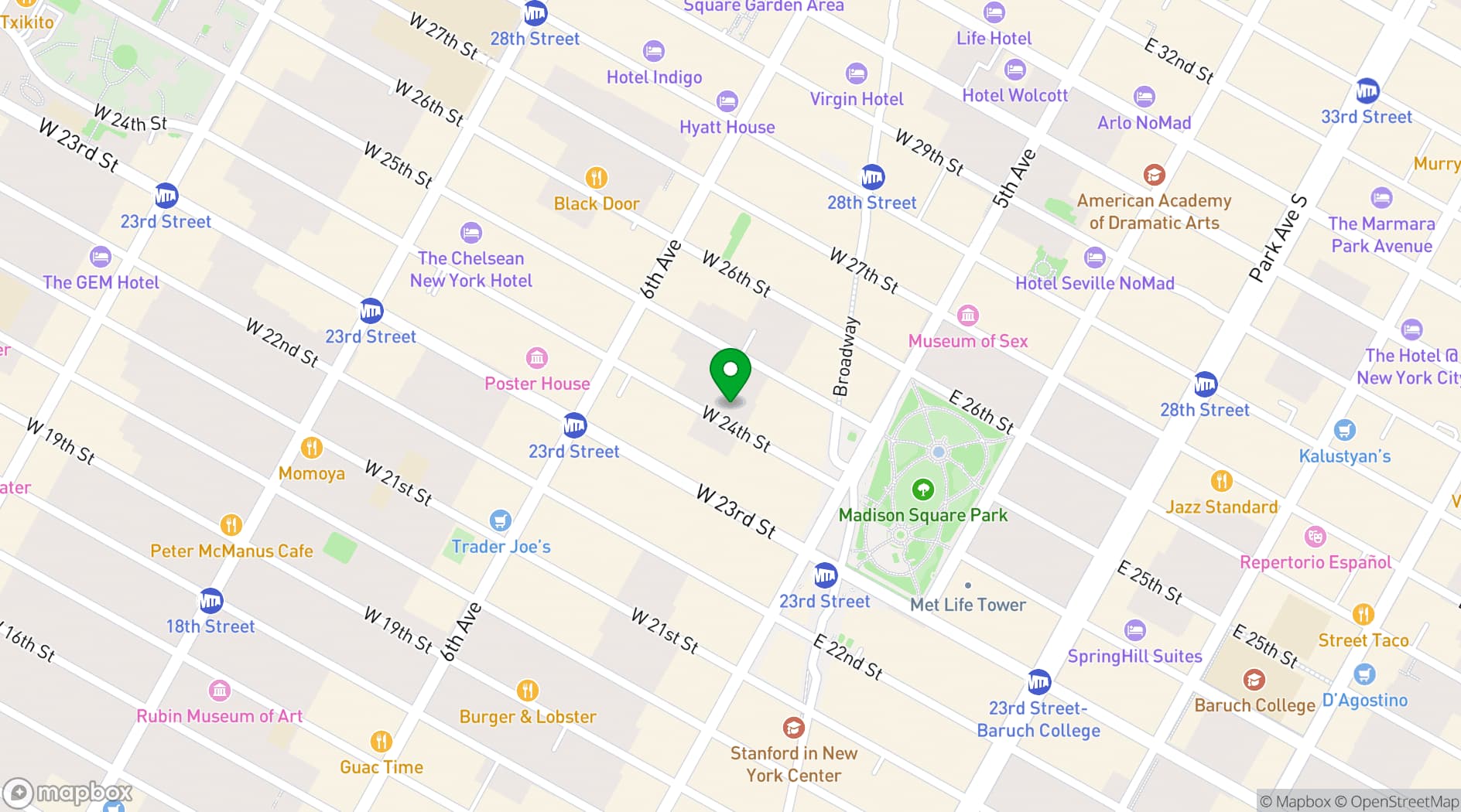 Map showing The Flat NYC