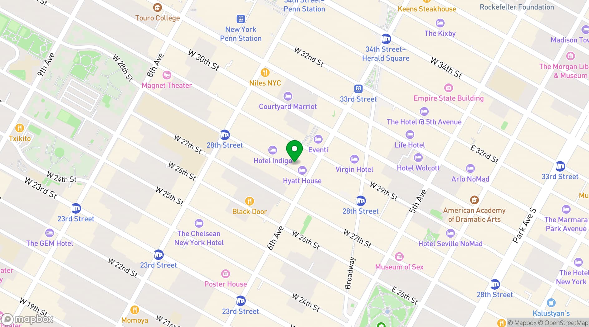 Map showing The Chelsean New York Hotel