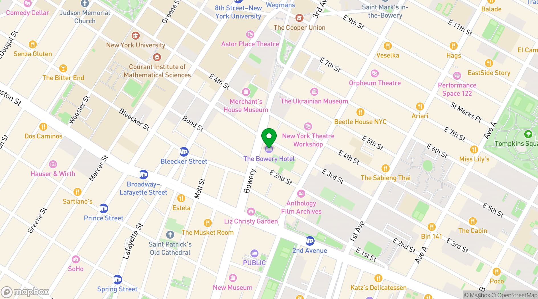Map showing Gemma Bowery Hotel