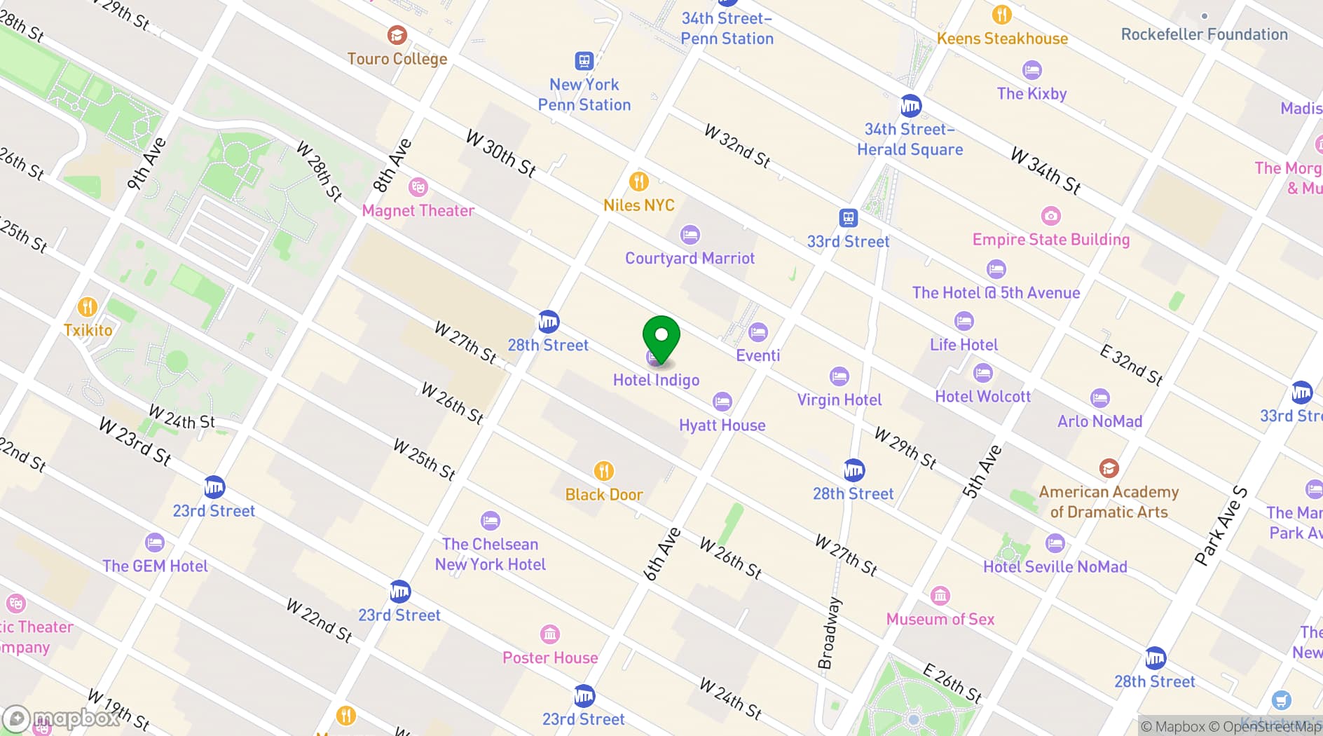 Map showing Cambria Hotel New York Chelsea