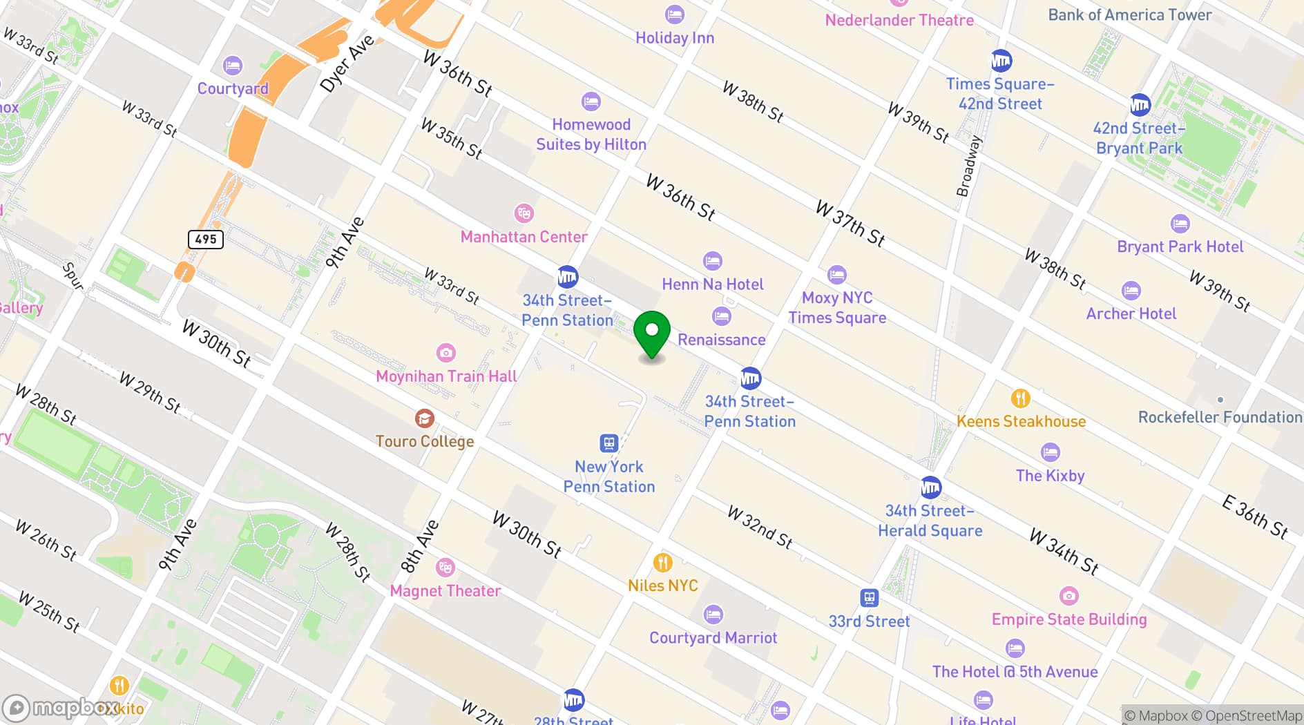 Map showing The Landing/Office Hours