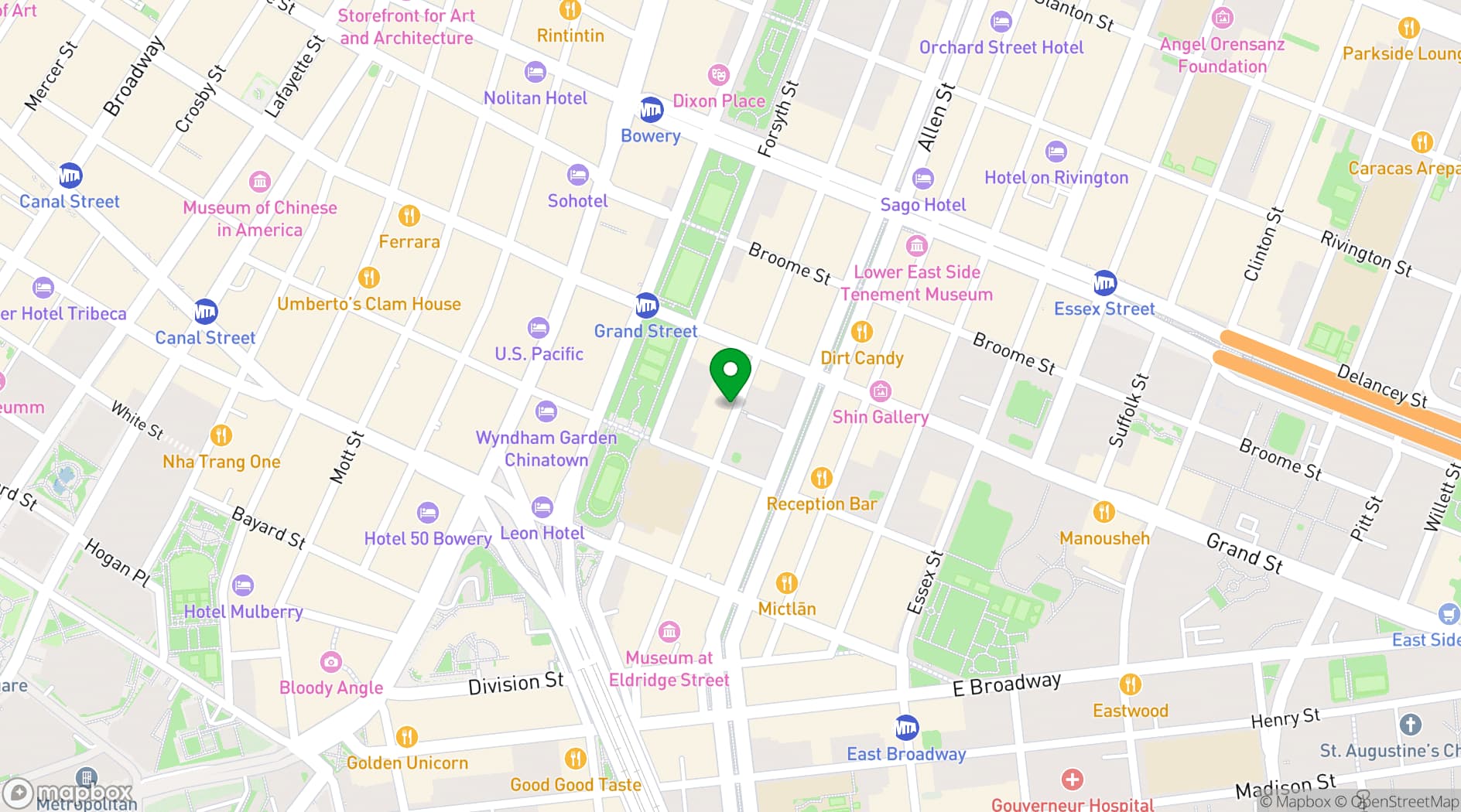 Map showing Wyndham Garden Chinatown