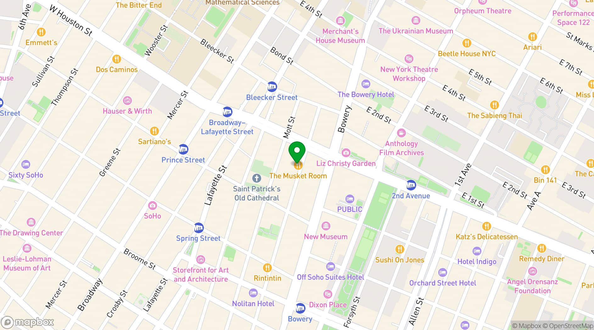 Map showing The Musket Room