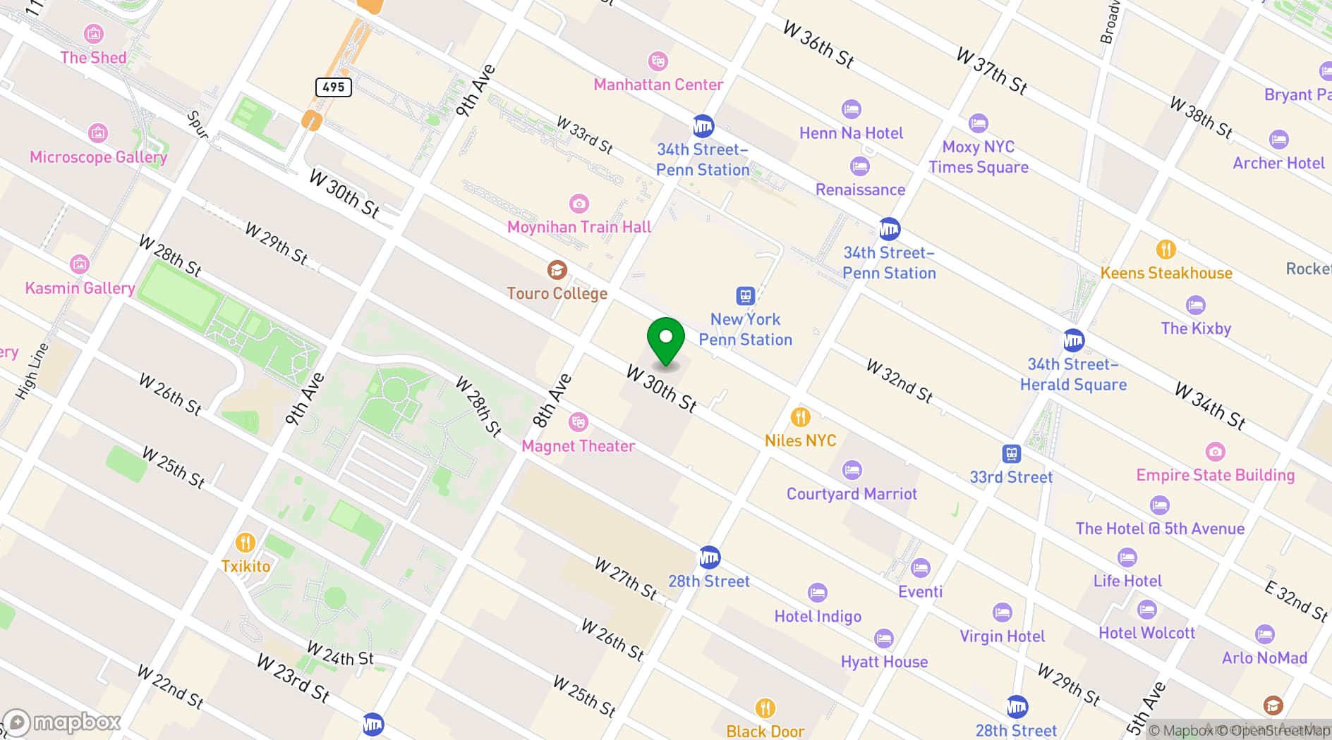 Map showing American Whiskey Midtown