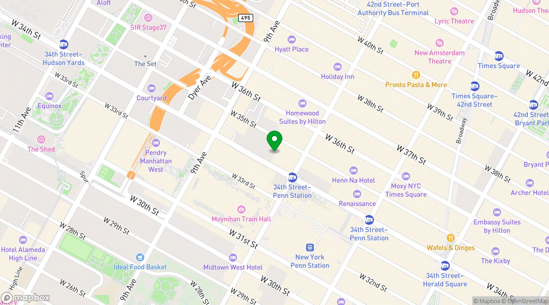 Map showing Manhattan Centre